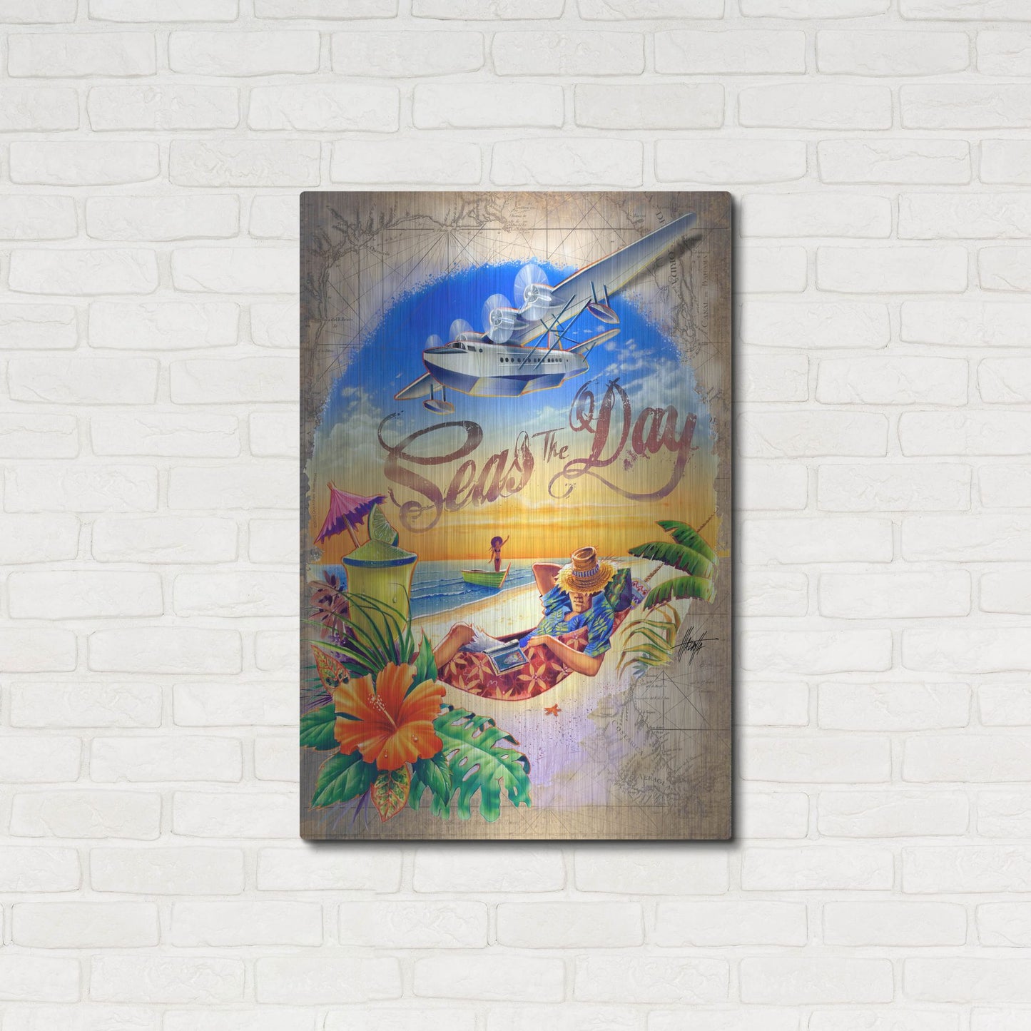 Luxe Metal Art 'Seas Day' by James Mazzotta, Metal Wall Art,24x36