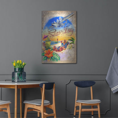 Luxe Metal Art 'Seas Day' by James Mazzotta, Metal Wall Art,24x36