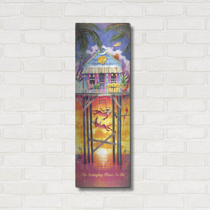 Luxe Metal Art 'Shackin Up' by James Mazzotta, Metal Wall Art,12x36