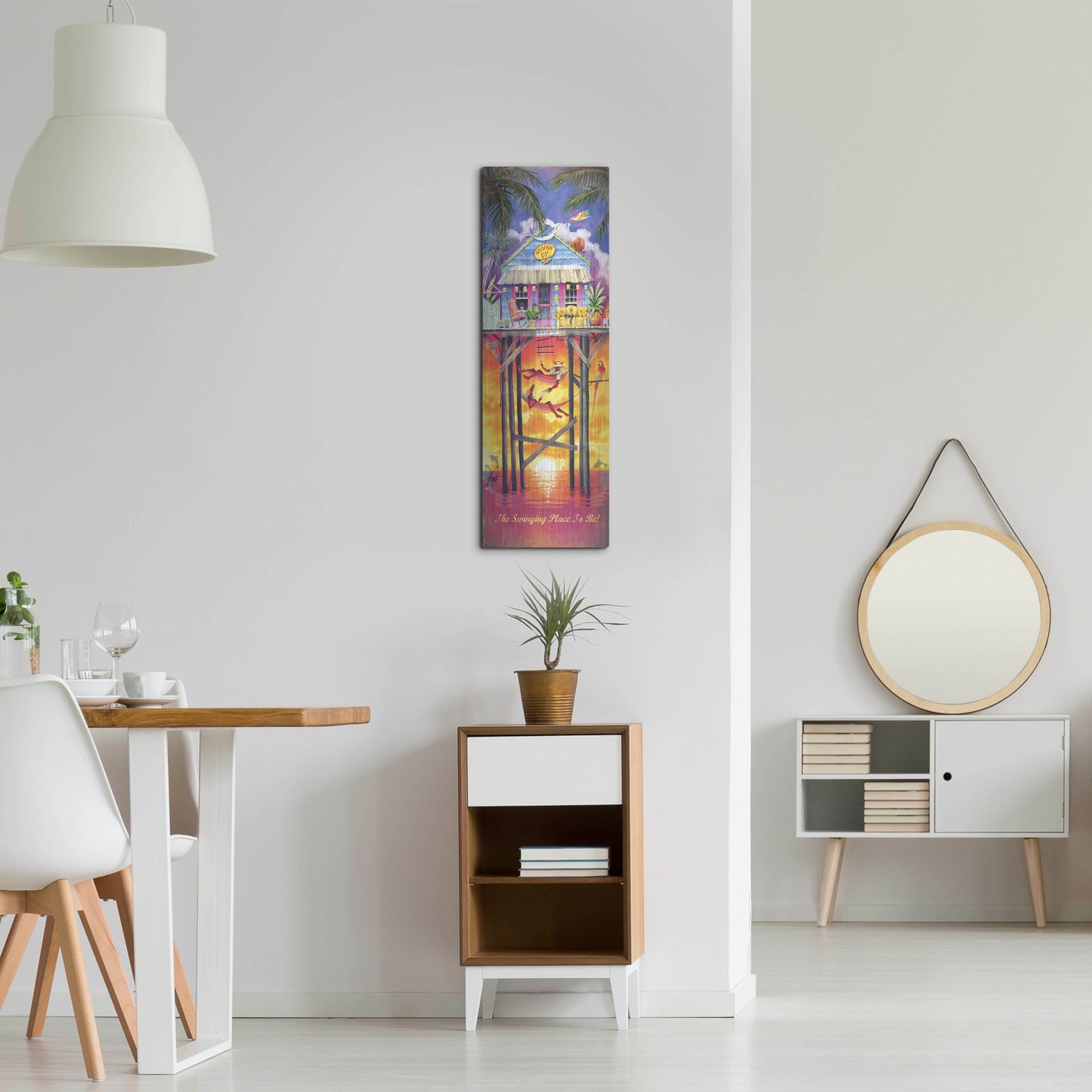 Luxe Metal Art 'Shackin Up' by James Mazzotta, Metal Wall Art,12x36