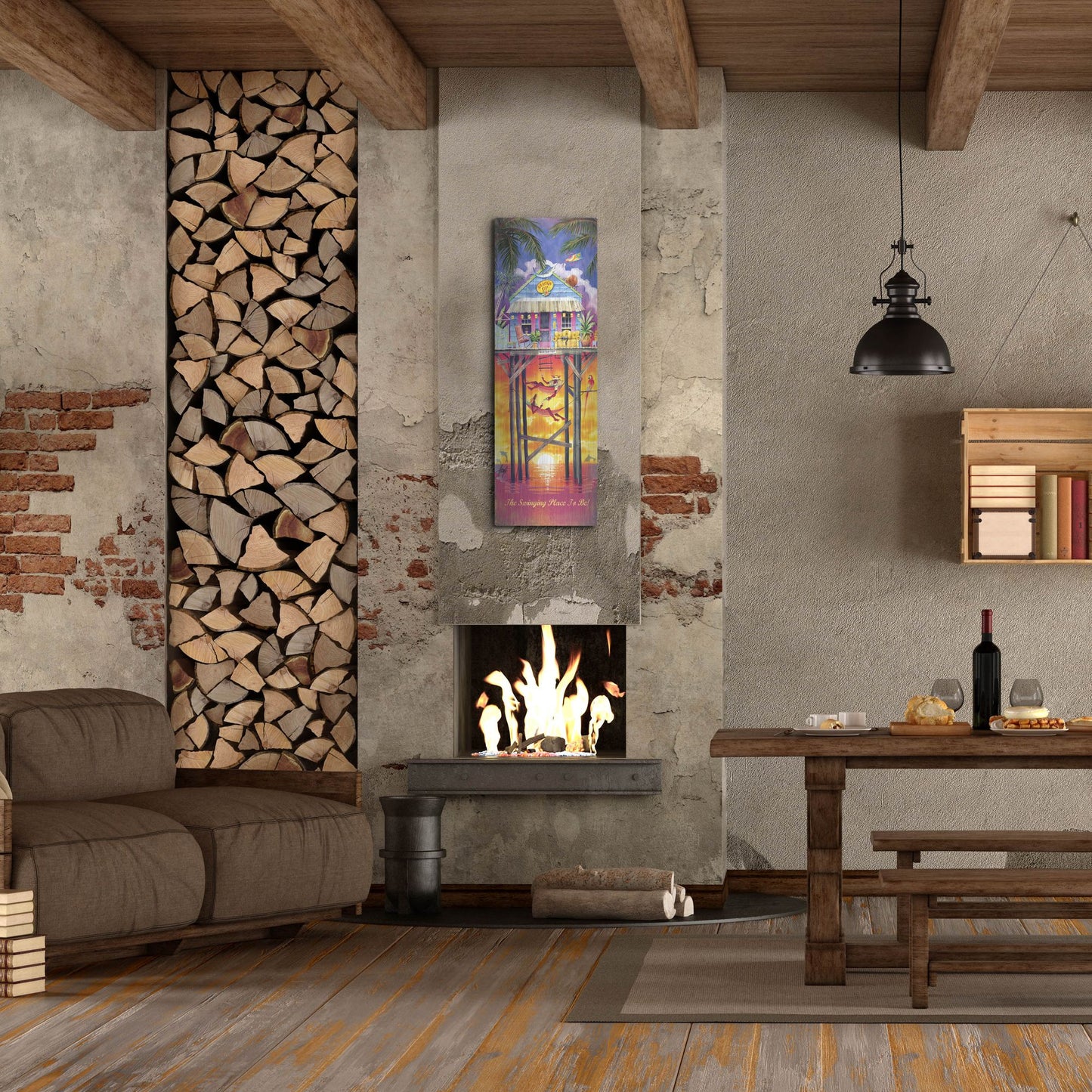 Luxe Metal Art 'Shackin Up' by James Mazzotta, Metal Wall Art,16x48