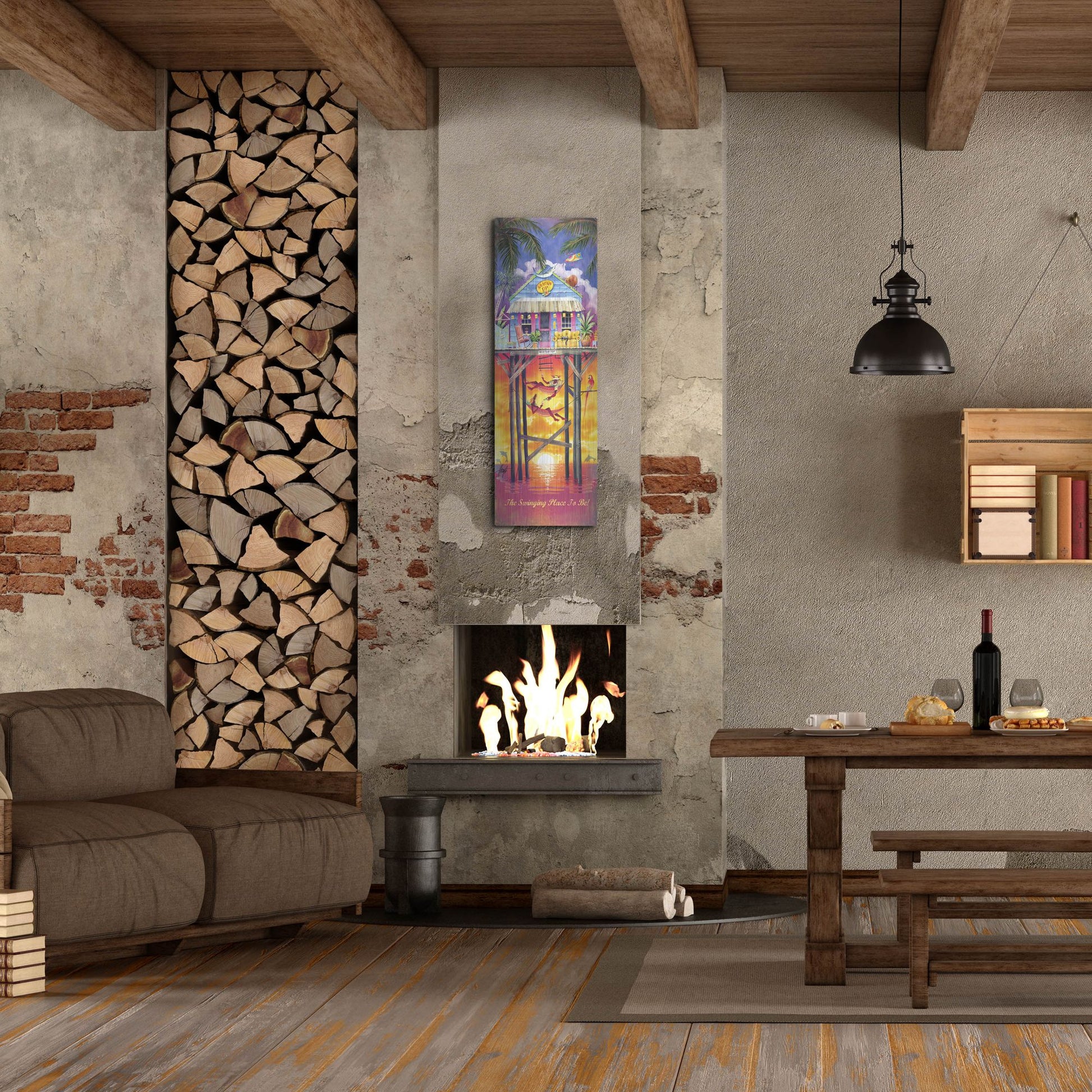 Luxe Metal Art 'Shackin Up' by James Mazzotta, Metal Wall Art,16x48