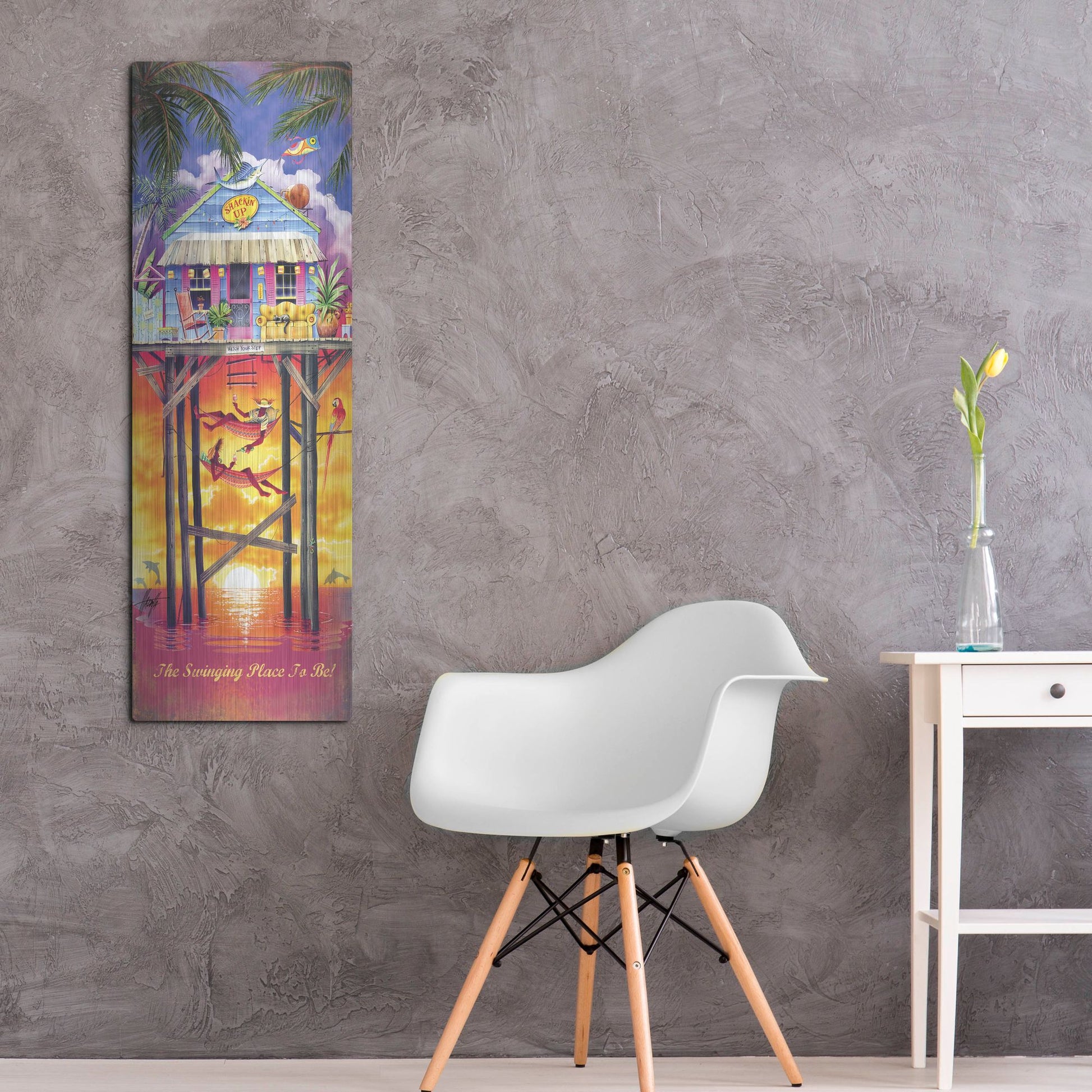 Luxe Metal Art 'Shackin Up' by James Mazzotta, Metal Wall Art,16x48