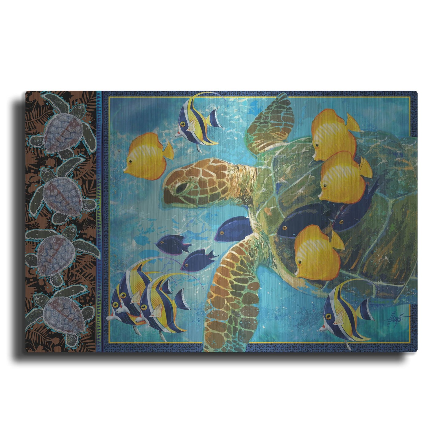 Luxe Metal Art 'Turtle Hatchlings' by James Mazzotta, Metal Wall Art