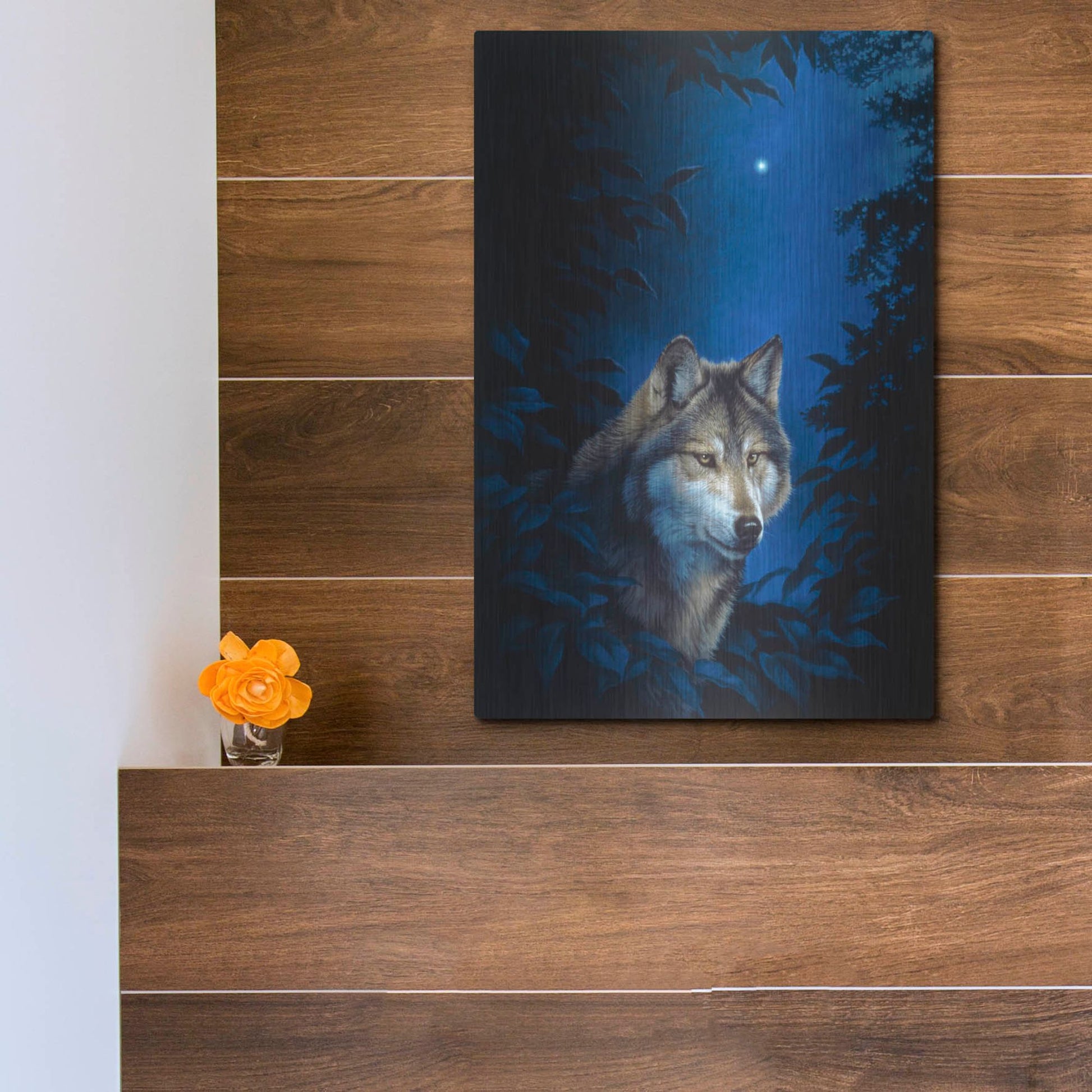 Luxe Metal Art 'Blue Forest' by Joh Naito, Metal Wall Art,12x16
