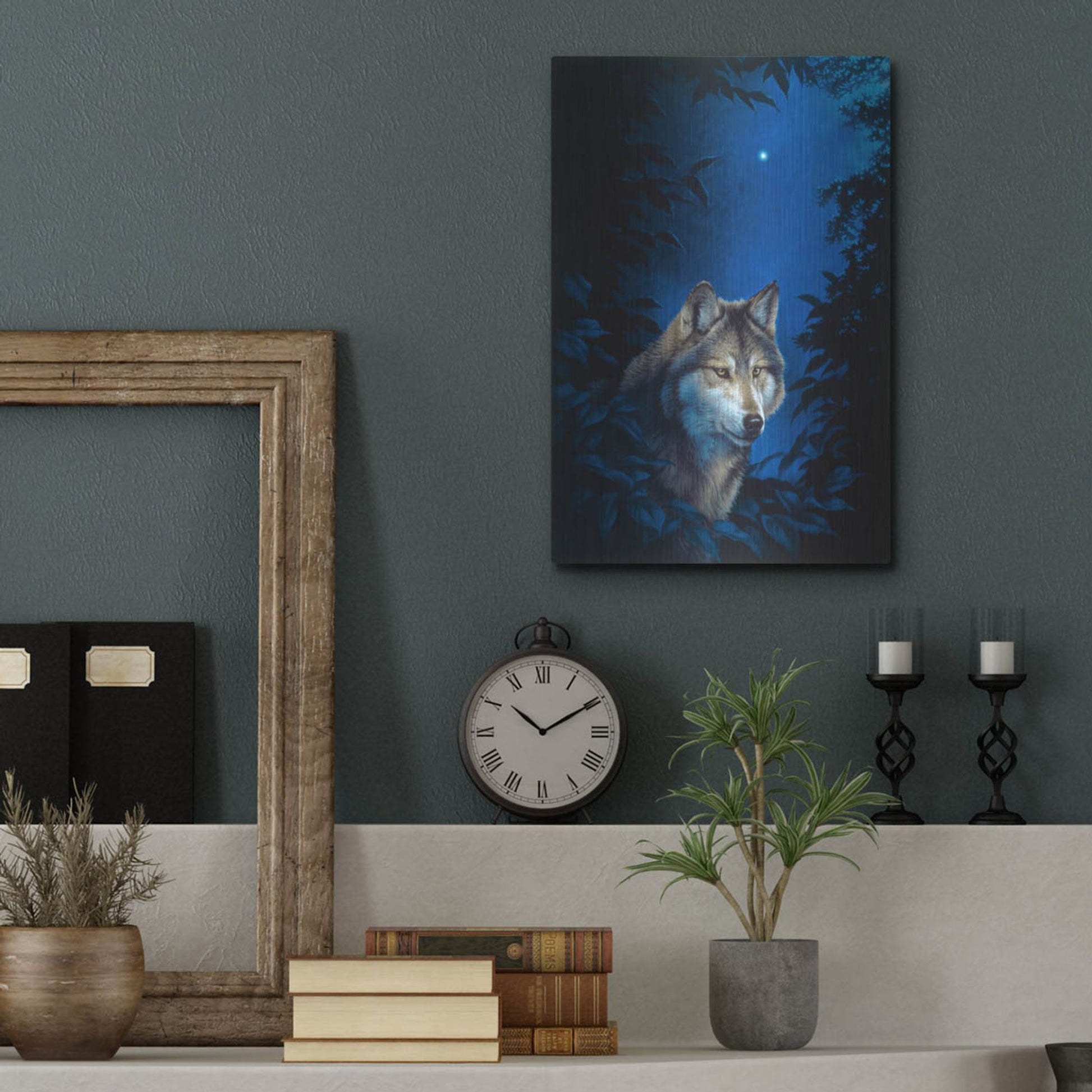 Luxe Metal Art 'Blue Forest' by Joh Naito, Metal Wall Art,12x16