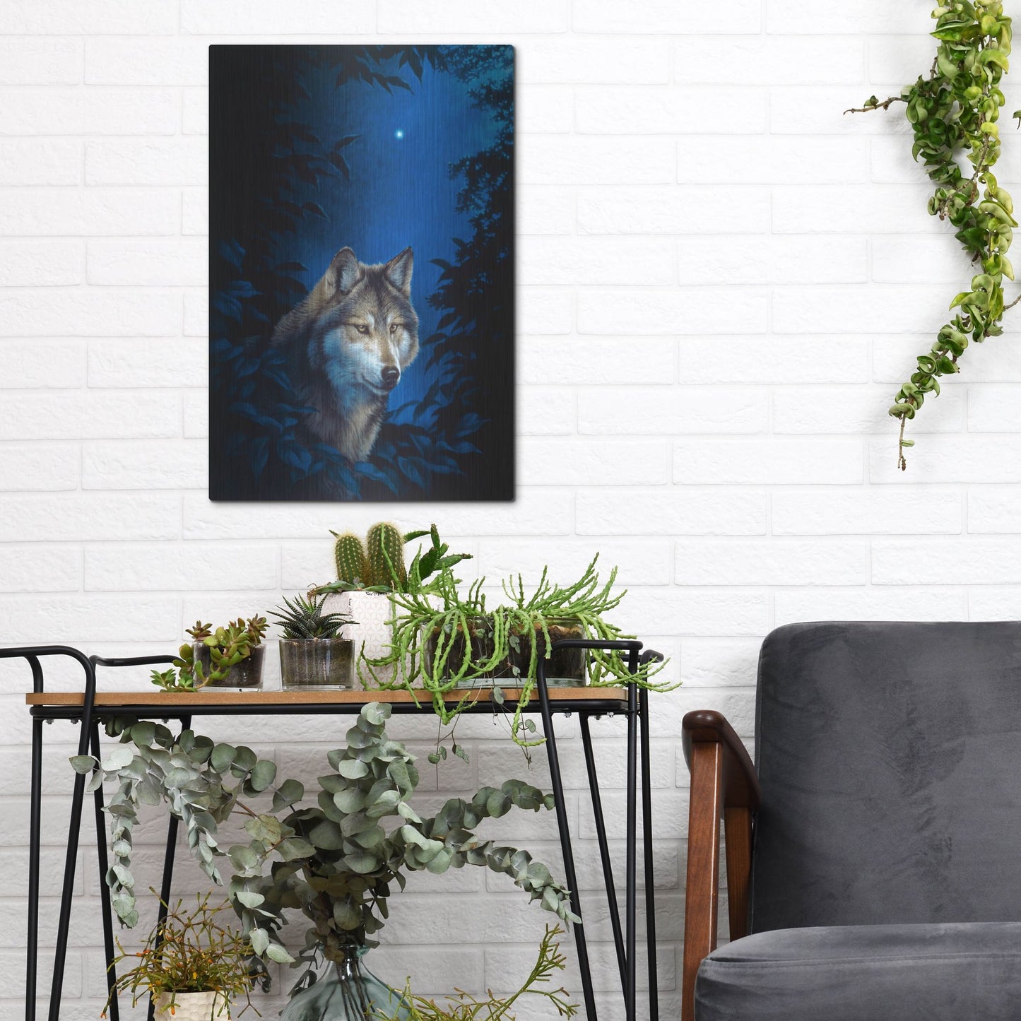 Luxe Metal Art 'Blue Forest' by Joh Naito, Metal Wall Art,12x16