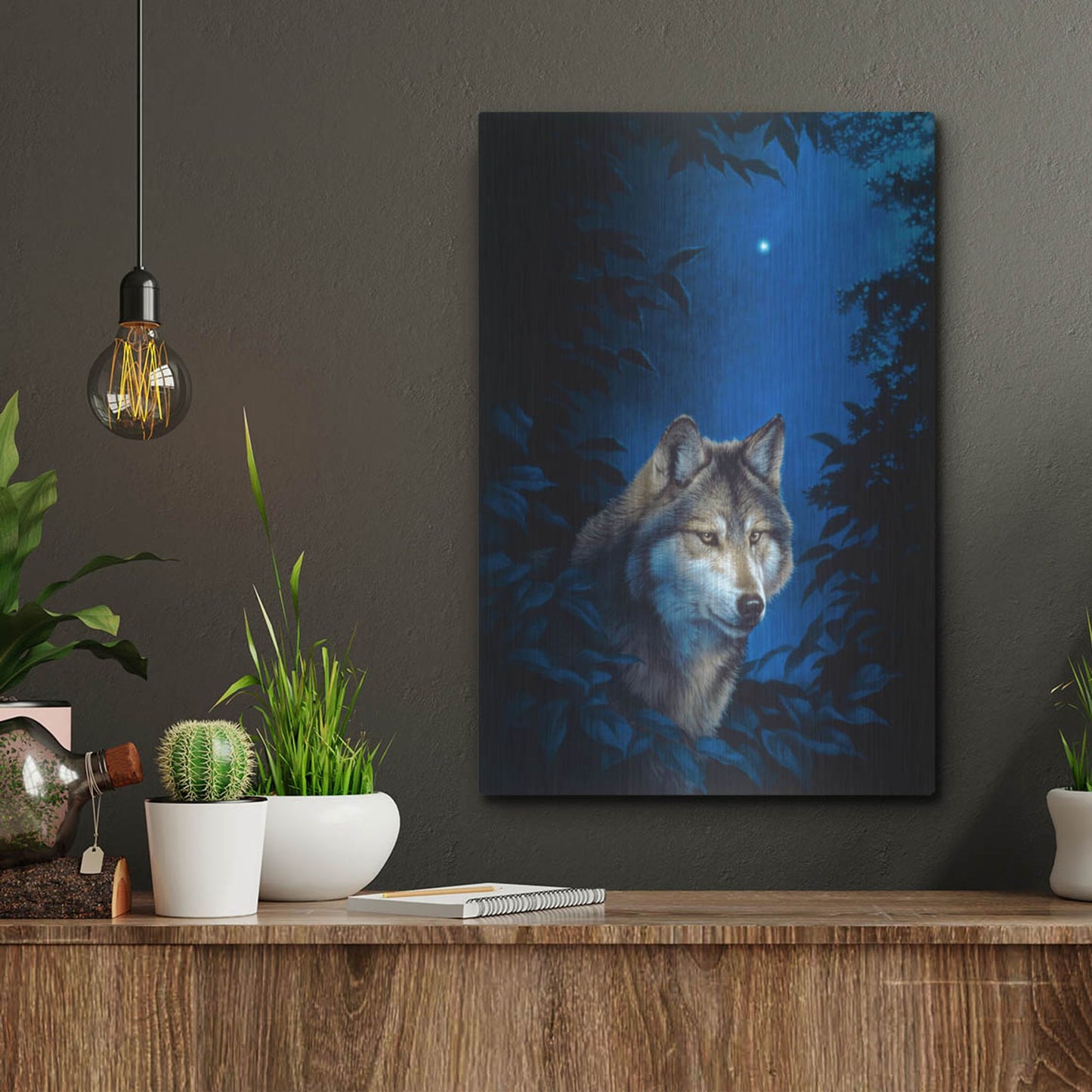 Luxe Metal Art 'Blue Forest' by Joh Naito, Metal Wall Art,12x16