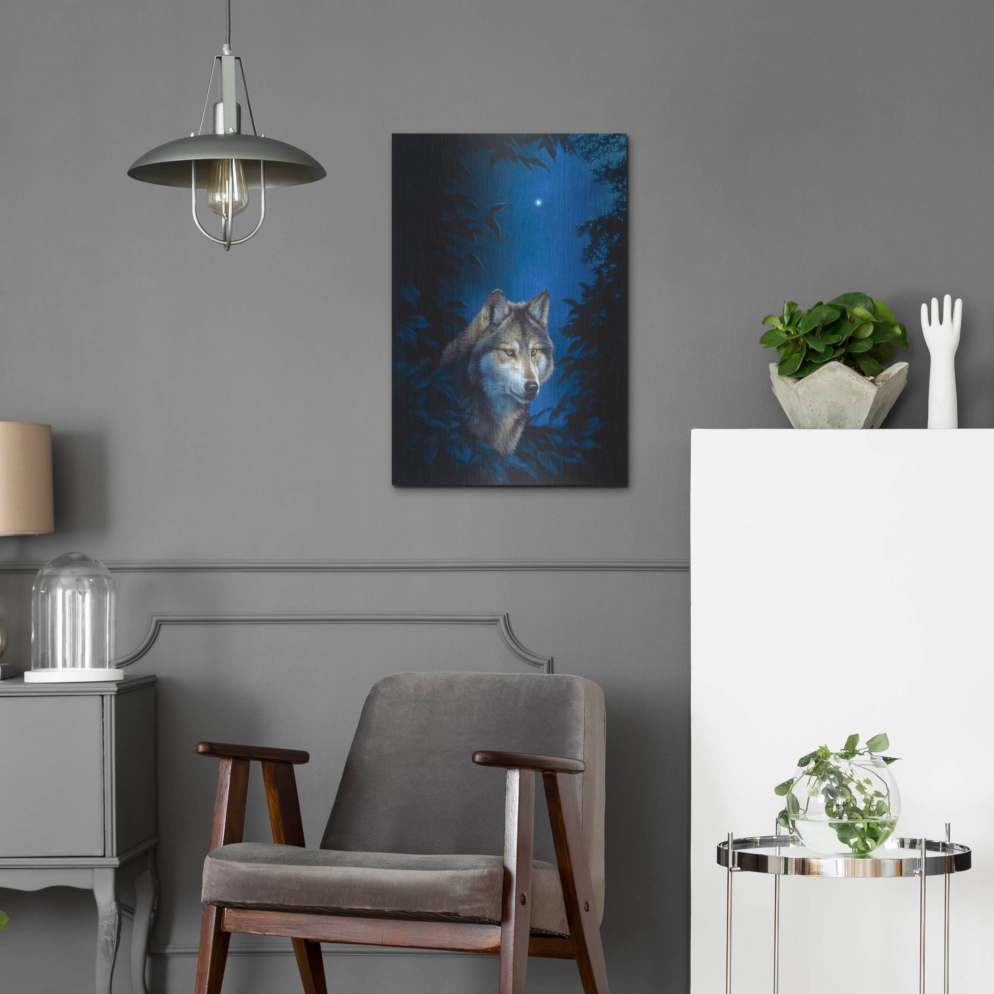 Luxe Metal Art 'Blue Forest' by Joh Naito, Metal Wall Art,16x24