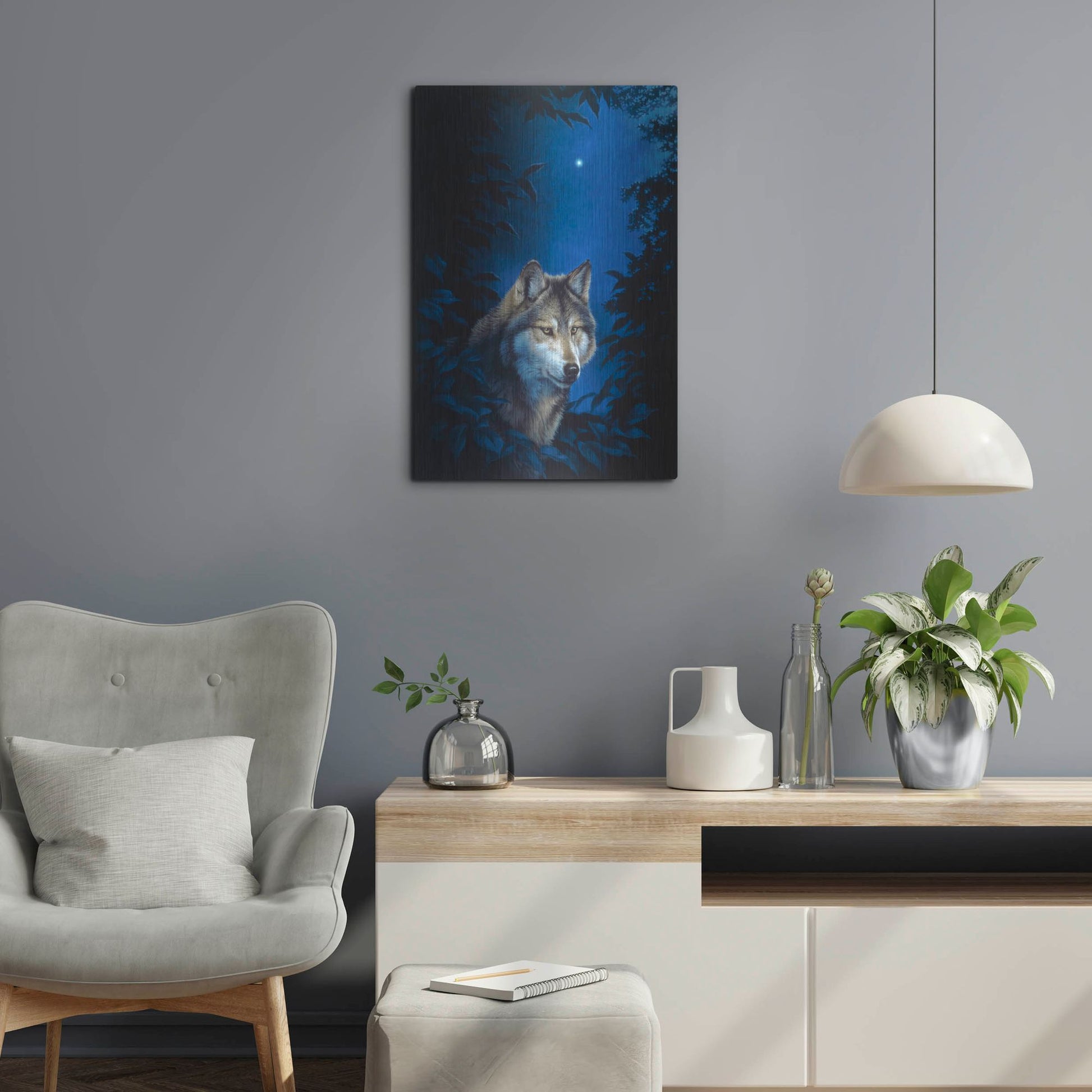 Luxe Metal Art 'Blue Forest' by Joh Naito, Metal Wall Art,16x24