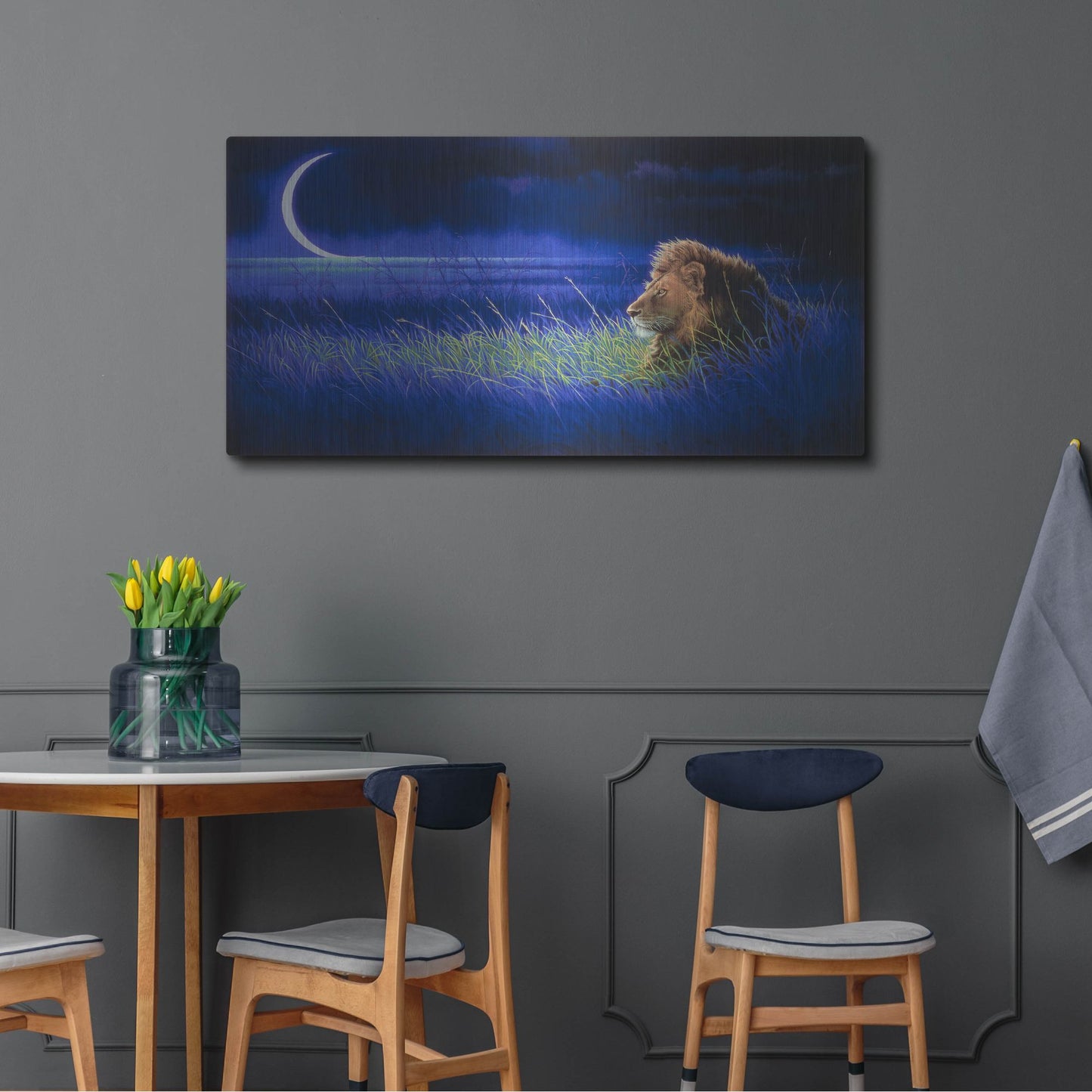 Luxe Metal Art 'Crescent' by Joh Naito, Metal Wall Art,48x24