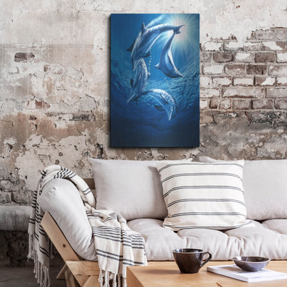 Luxe Metal Art 'Dolphin Swing' by Joh Naito, Metal Wall Art,24x36