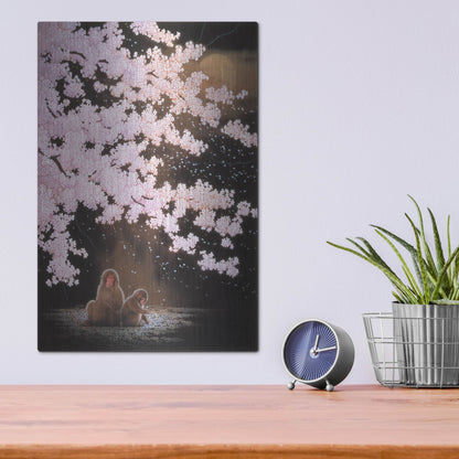 Luxe Metal Art 'Falling Cherry Blossoms' by Joh Naito, Metal Wall Art,12x16