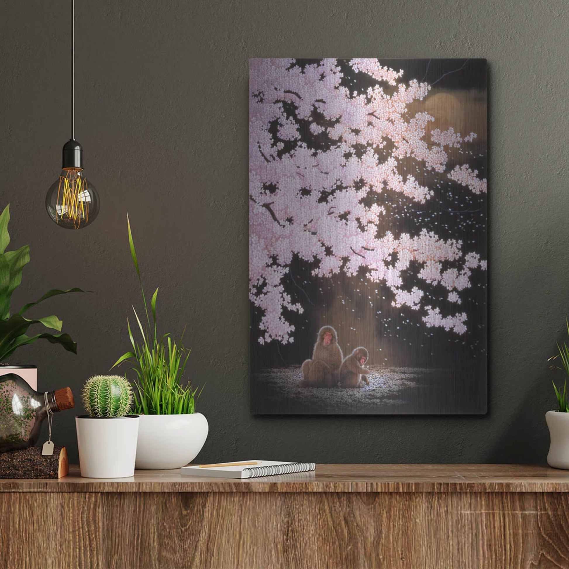 Luxe Metal Art 'Falling Cherry Blossoms' by Joh Naito, Metal Wall Art,12x16