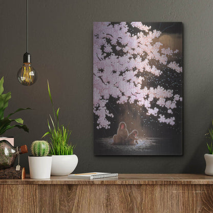 Luxe Metal Art 'Falling Cherry Blossoms' by Joh Naito, Metal Wall Art,12x16