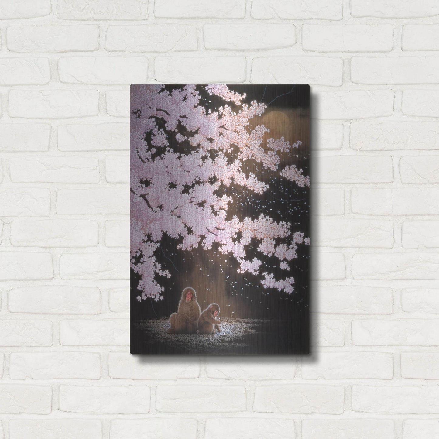 Luxe Metal Art 'Falling Cherry Blossoms' by Joh Naito, Metal Wall Art,16x24