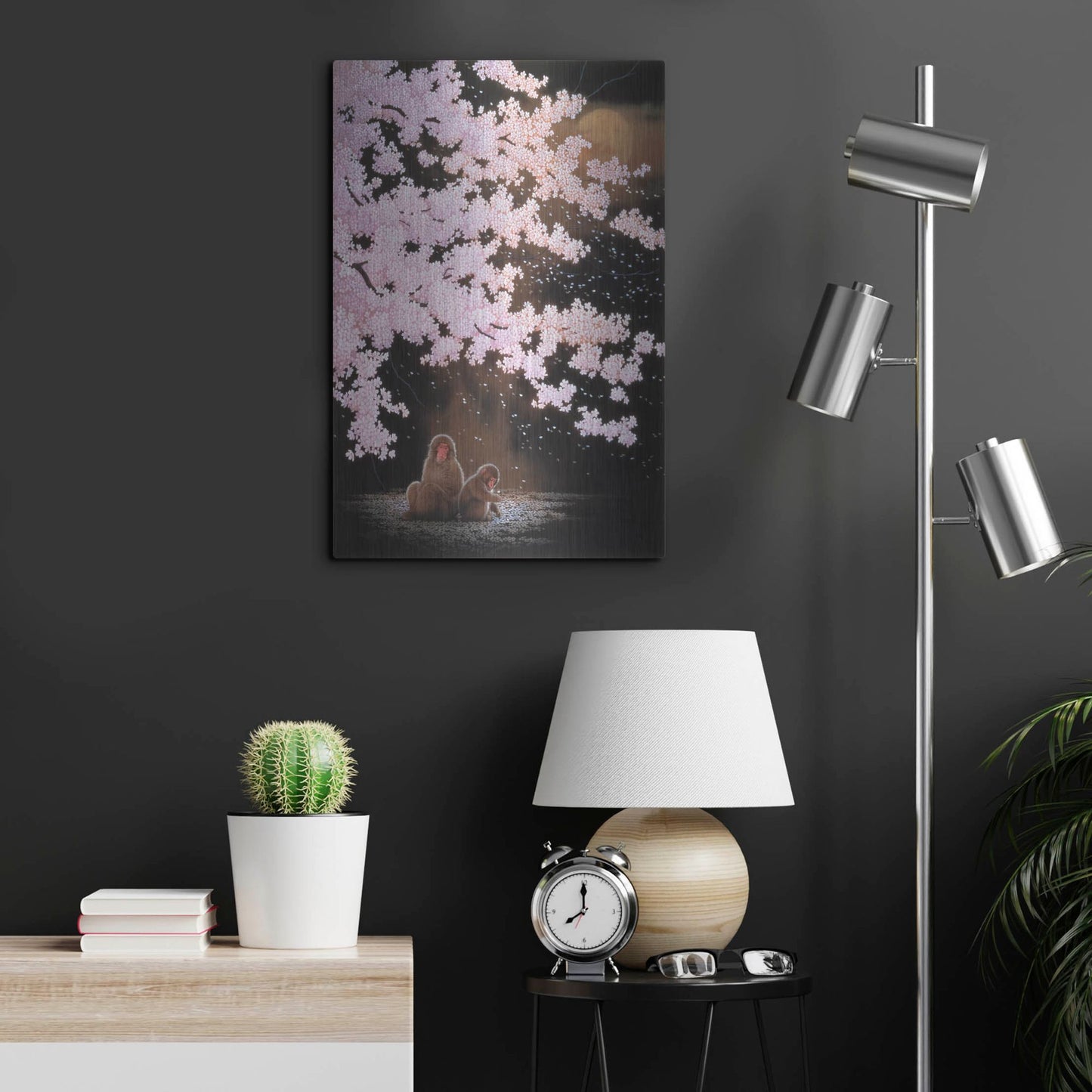 Luxe Metal Art 'Falling Cherry Blossoms' by Joh Naito, Metal Wall Art,16x24