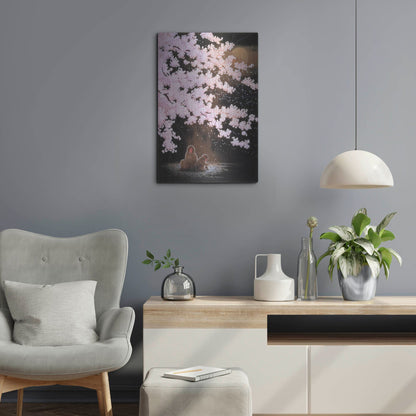 Luxe Metal Art 'Falling Cherry Blossoms' by Joh Naito, Metal Wall Art,16x24