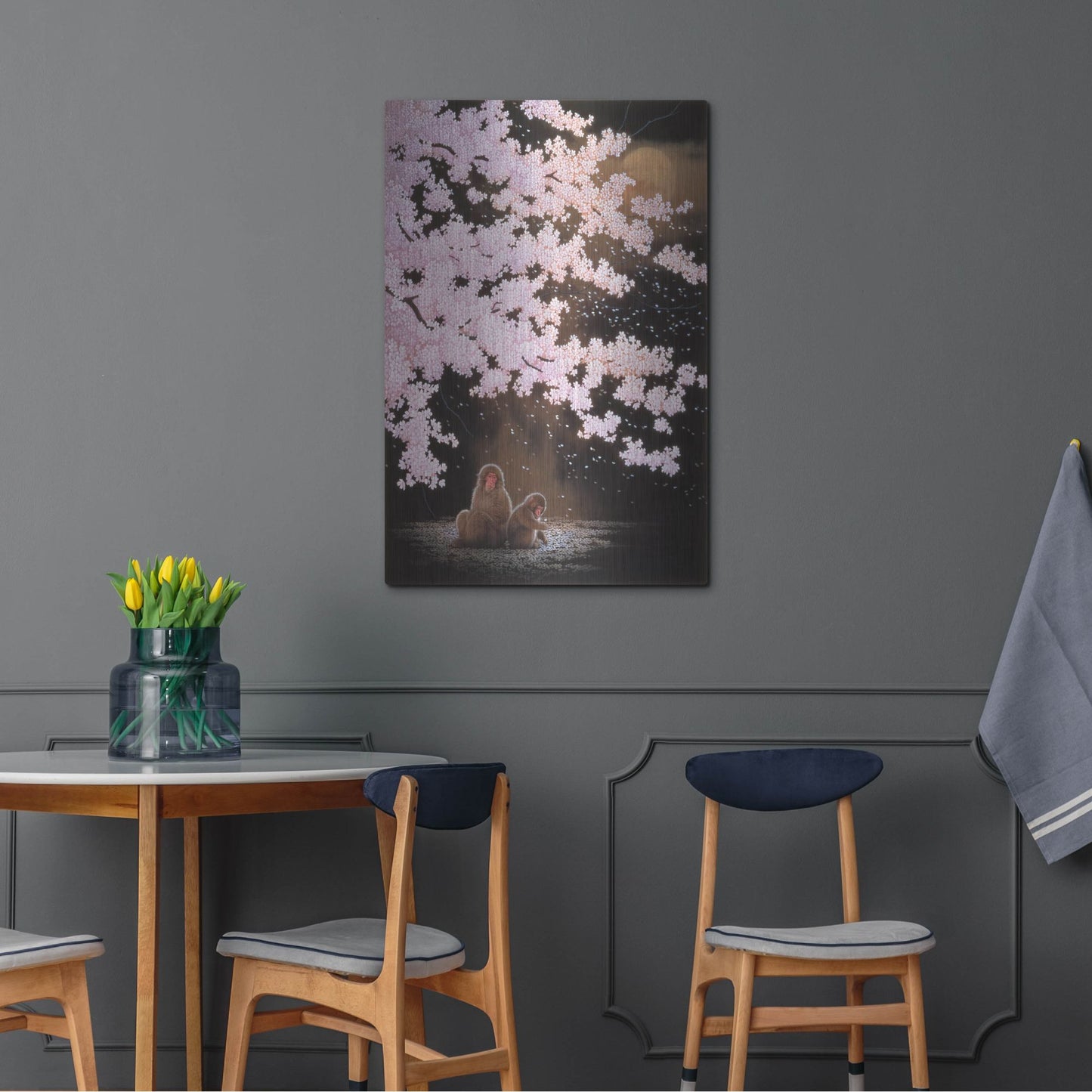 Luxe Metal Art 'Falling Cherry Blossoms' by Joh Naito, Metal Wall Art,24x36