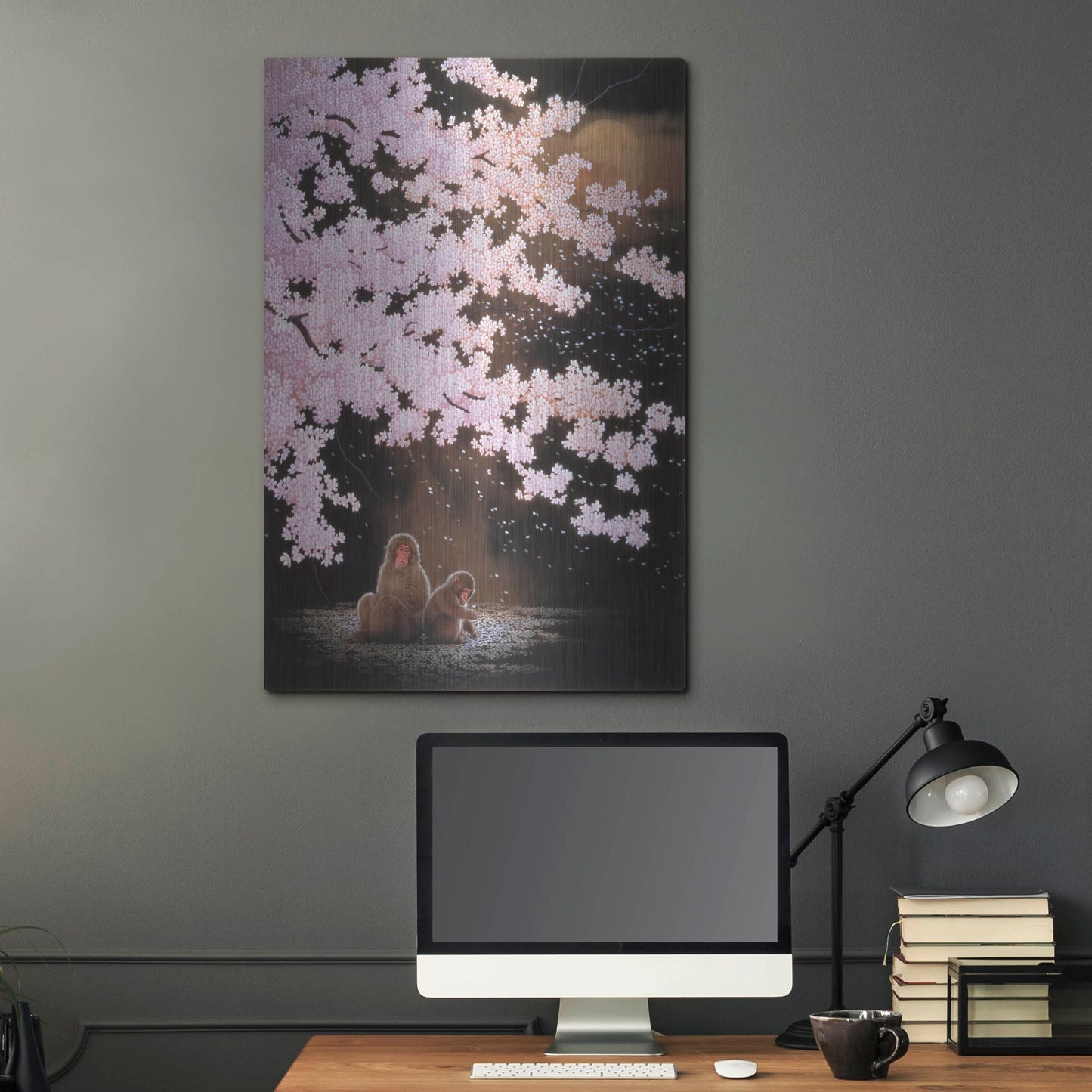 Luxe Metal Art 'Falling Cherry Blossoms' by Joh Naito, Metal Wall Art,24x36