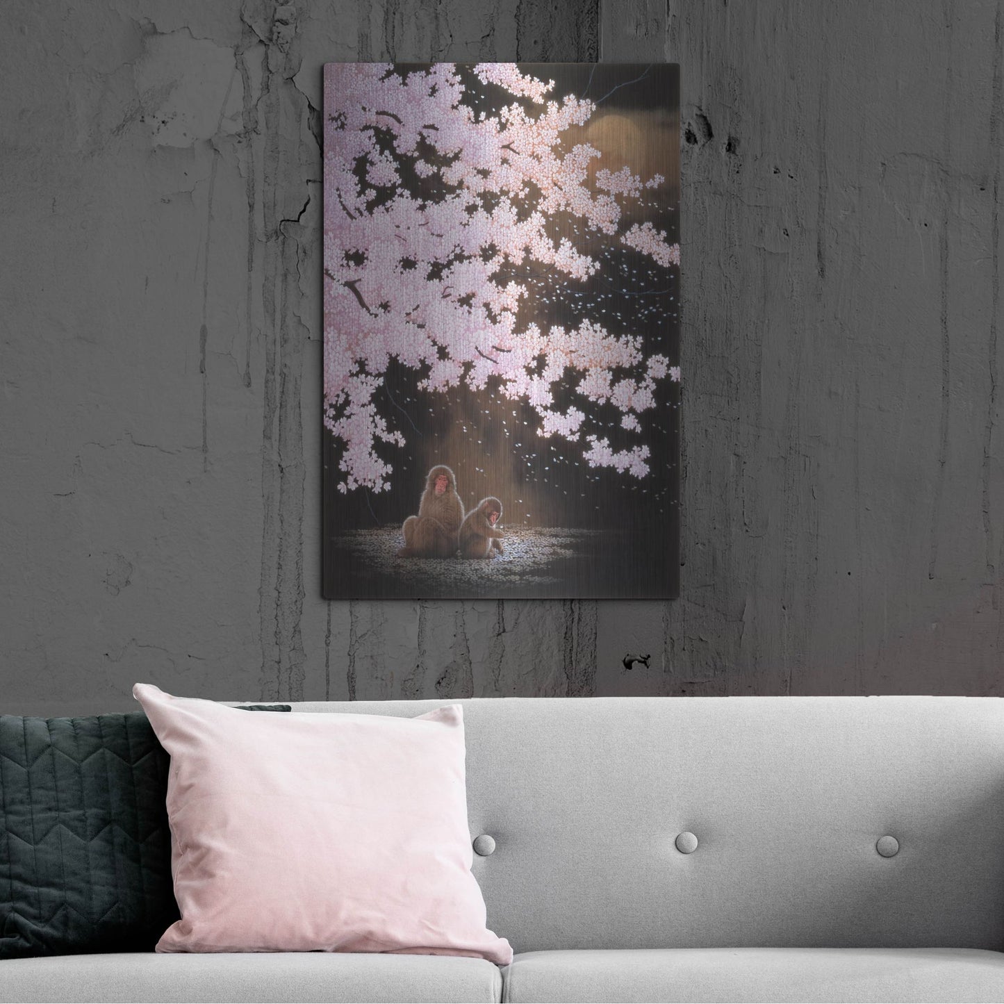 Luxe Metal Art 'Falling Cherry Blossoms' by Joh Naito, Metal Wall Art,24x36