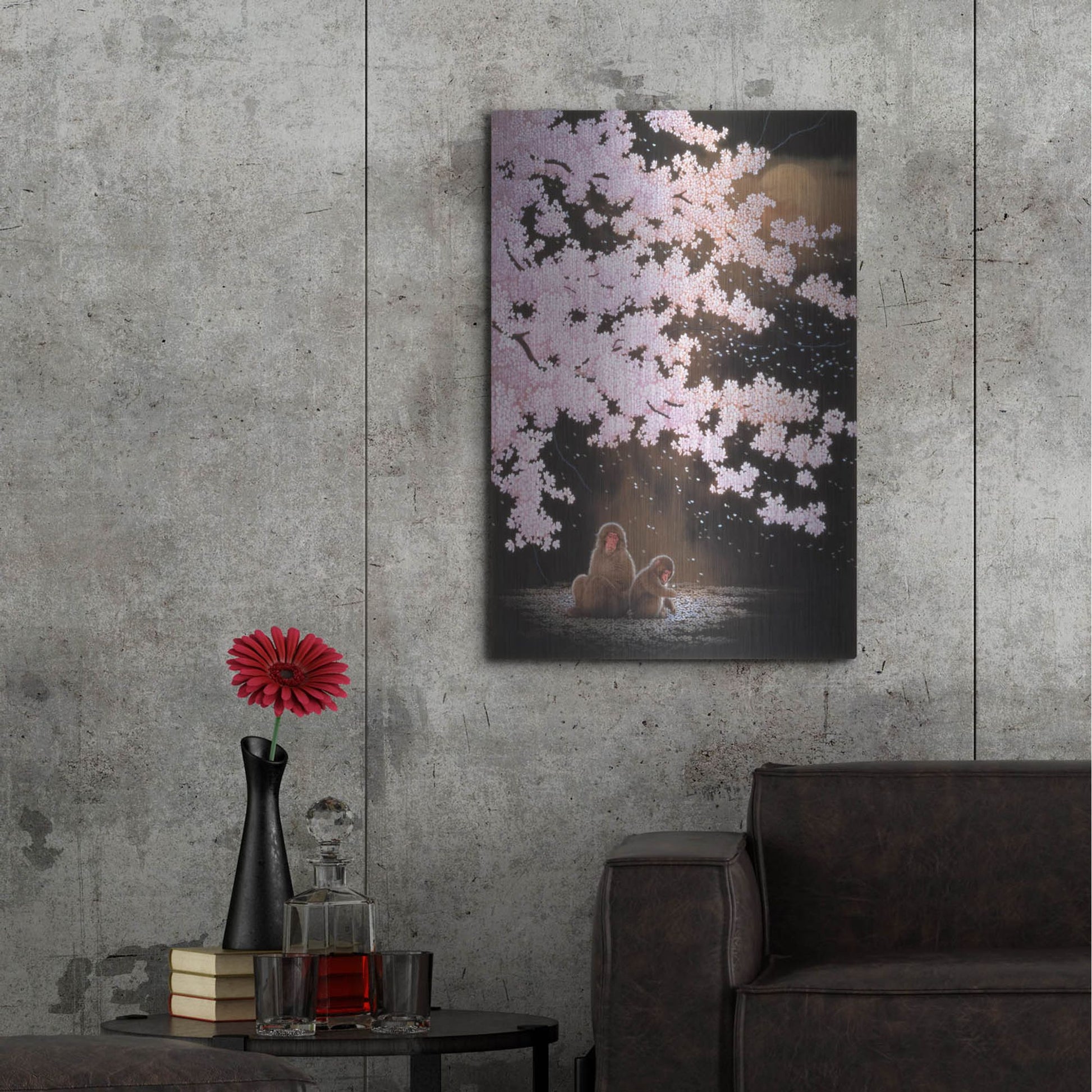 Luxe Metal Art 'Falling Cherry Blossoms' by Joh Naito, Metal Wall Art,24x36