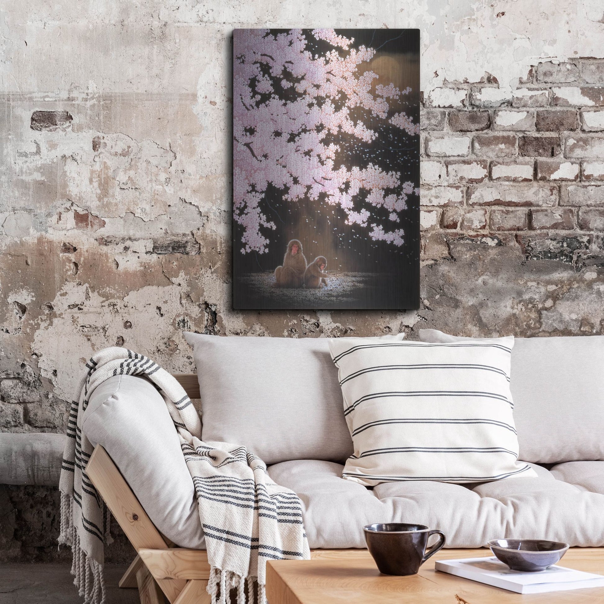 Luxe Metal Art 'Falling Cherry Blossoms' by Joh Naito, Metal Wall Art,24x36