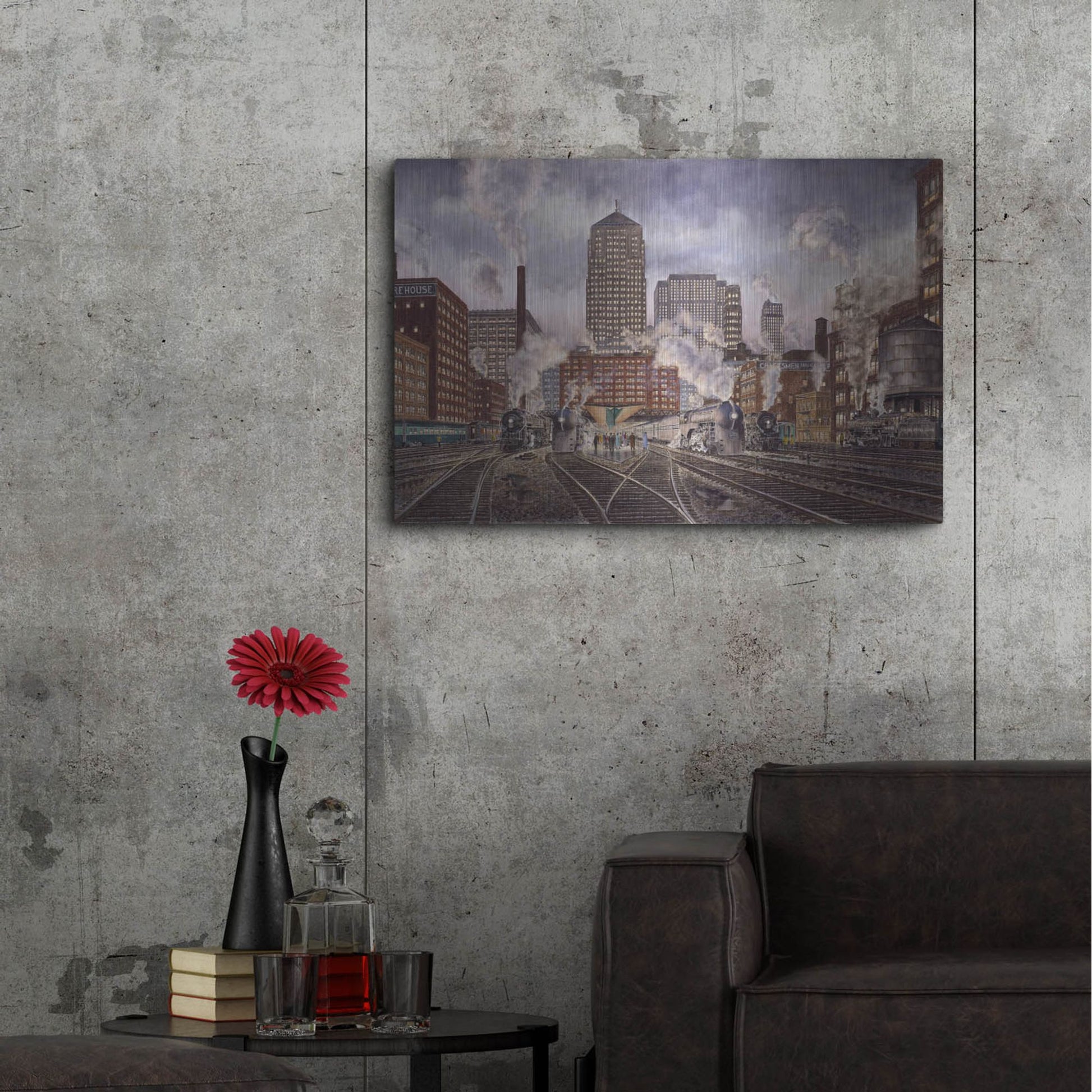 Luxe Metal Art '20Th Century Ltd., Leaving Chicago' by Stanton Manolakas, Metal Wall Art,36x24