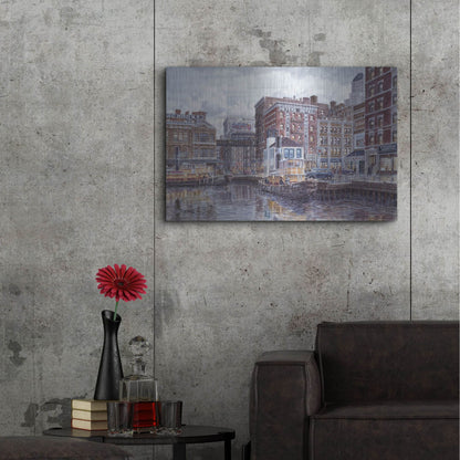 Luxe Metal Art 'Tugboats And Tenements' by Stanton Manolakas, Metal Wall Art,36x24