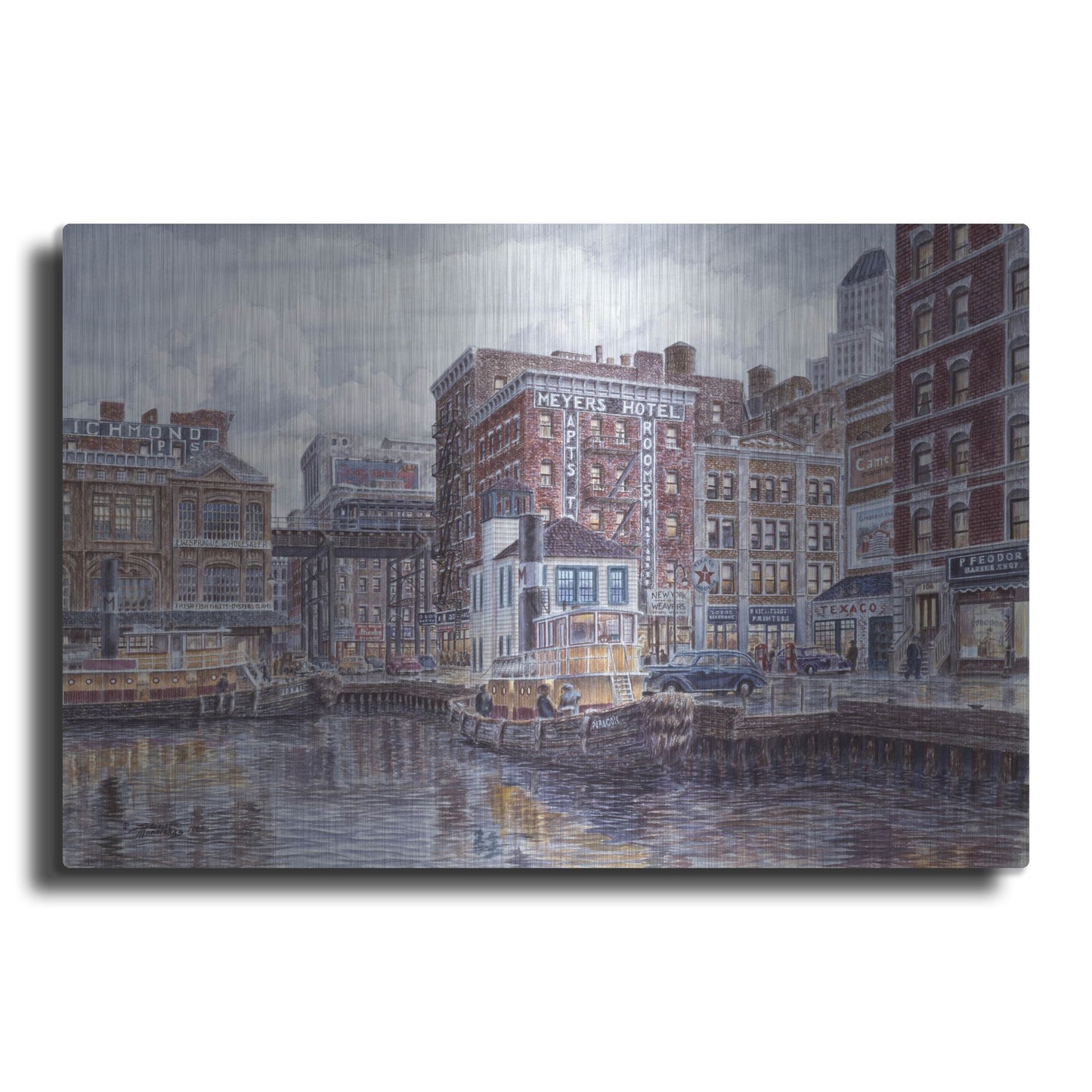 Luxe Metal Art 'Tugboats And Tenements' by Stanton Manolakas, Metal Wall Art