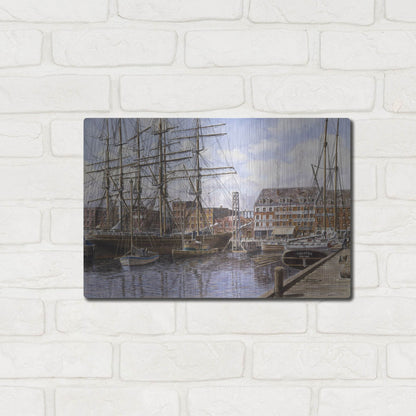 Luxe Metal Art 'NYC, Pier 28 Ca. 1876' by Stanton Manolakas, Metal Wall Art,16x12