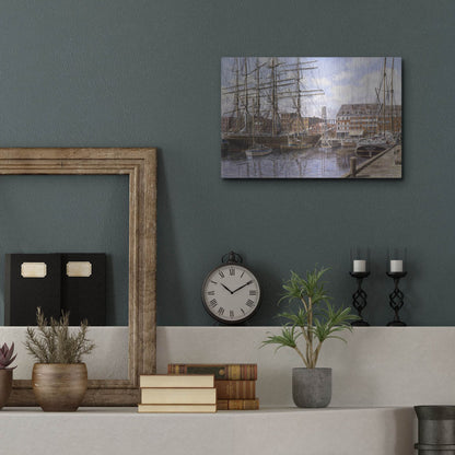 Luxe Metal Art 'NYC, Pier 28 Ca. 1876' by Stanton Manolakas, Metal Wall Art,16x12