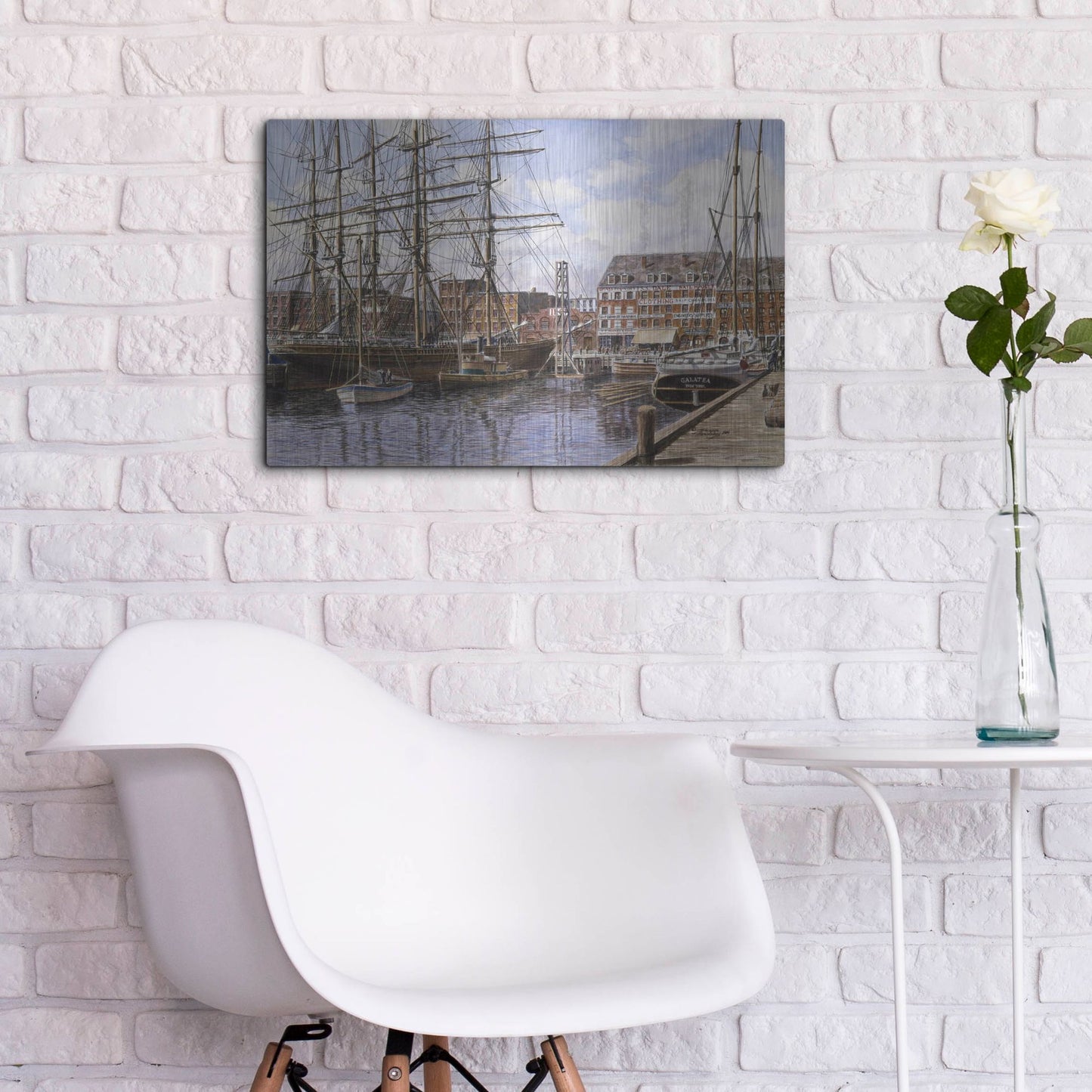 Luxe Metal Art 'NYC, Pier 28 Ca. 1876' by Stanton Manolakas, Metal Wall Art,24x16