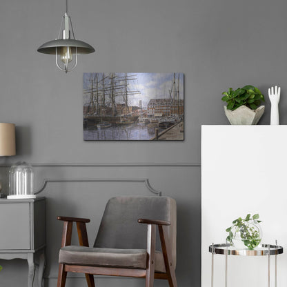 Luxe Metal Art 'NYC, Pier 28 Ca. 1876' by Stanton Manolakas, Metal Wall Art,24x16