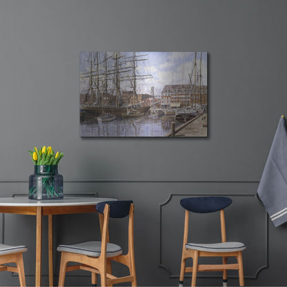 Luxe Metal Art 'NYC, Pier 28 Ca. 1876' by Stanton Manolakas, Metal Wall Art,36x24