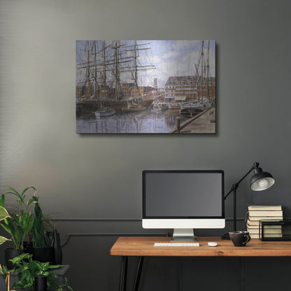 Luxe Metal Art 'NYC, Pier 28 Ca. 1876' by Stanton Manolakas, Metal Wall Art,36x24