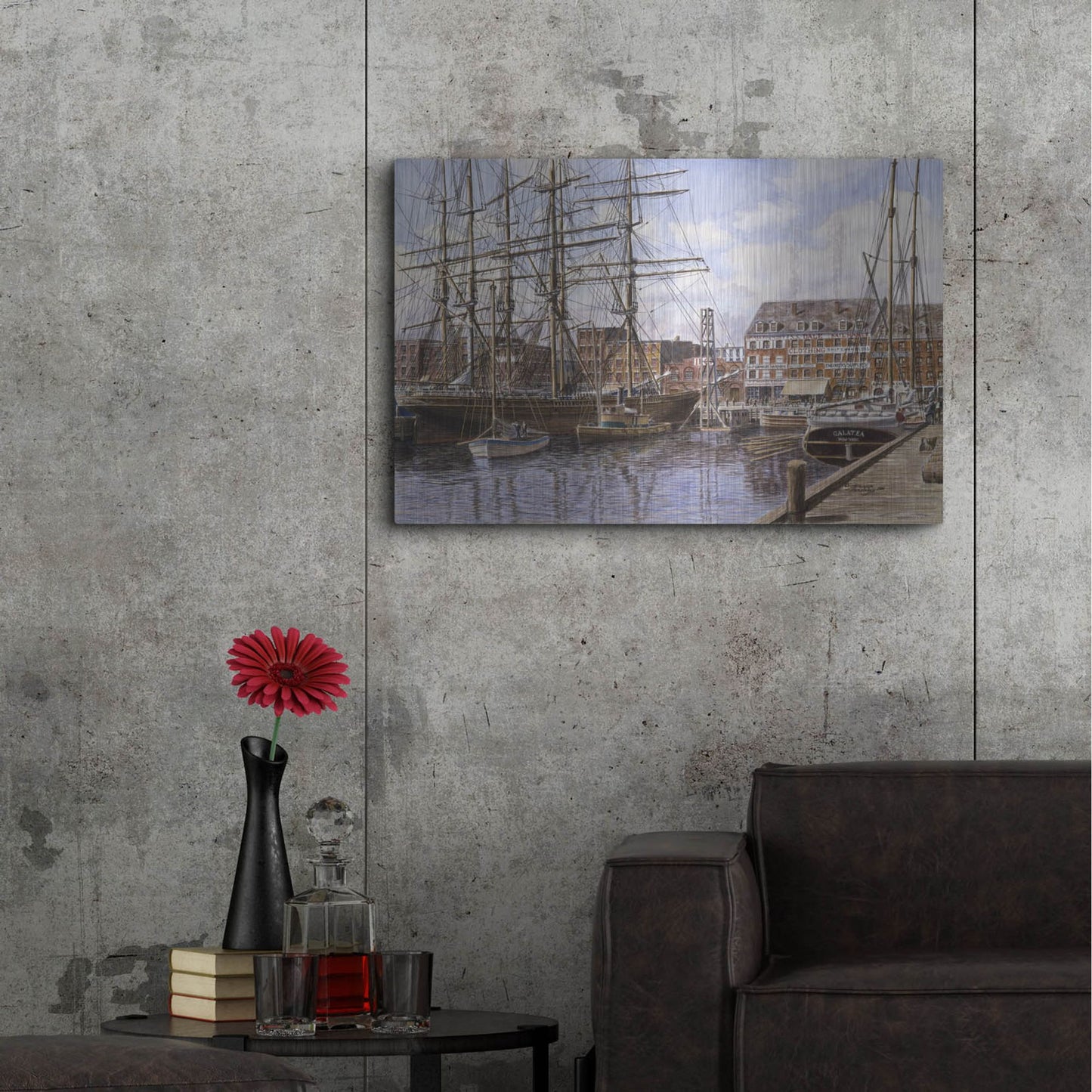 Luxe Metal Art 'NYC, Pier 28 Ca. 1876' by Stanton Manolakas, Metal Wall Art,36x24