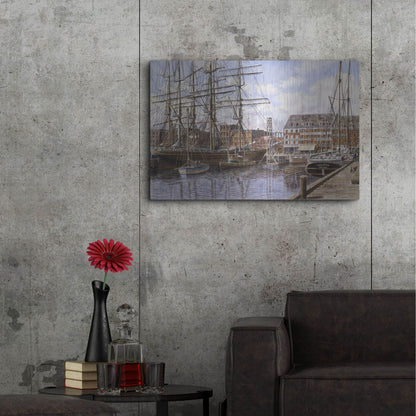 Luxe Metal Art 'NYC, Pier 28 Ca. 1876' by Stanton Manolakas, Metal Wall Art,36x24