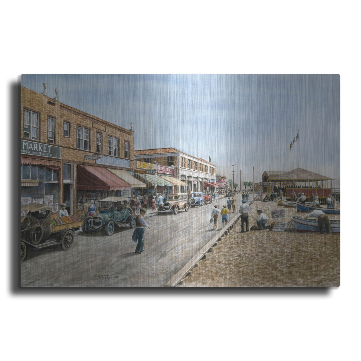 Luxe Metal Art 'Newport Beach, Ca 1926' by Stanton Manolakas, Metal Wall Art