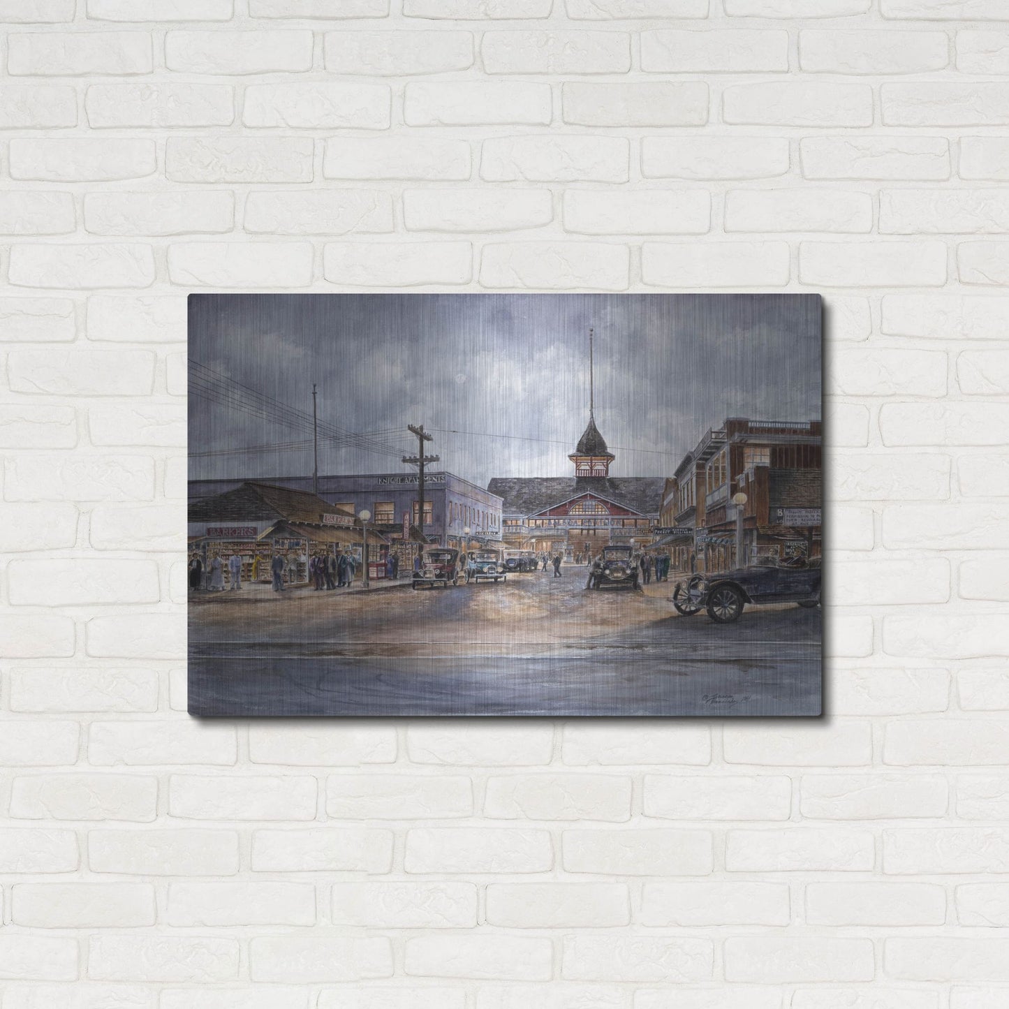 Luxe Metal Art 'Balboa By Moonlight, Ca 1920' by Stanton Manolakas, Metal Wall Art,36x24