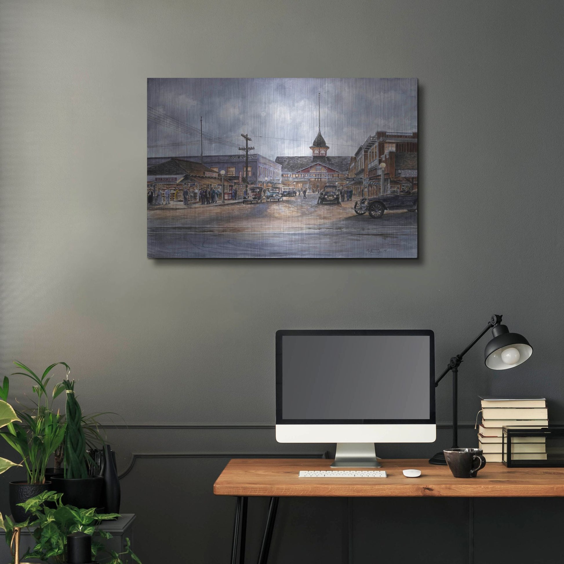 Luxe Metal Art 'Balboa By Moonlight, Ca 1920' by Stanton Manolakas, Metal Wall Art,36x24