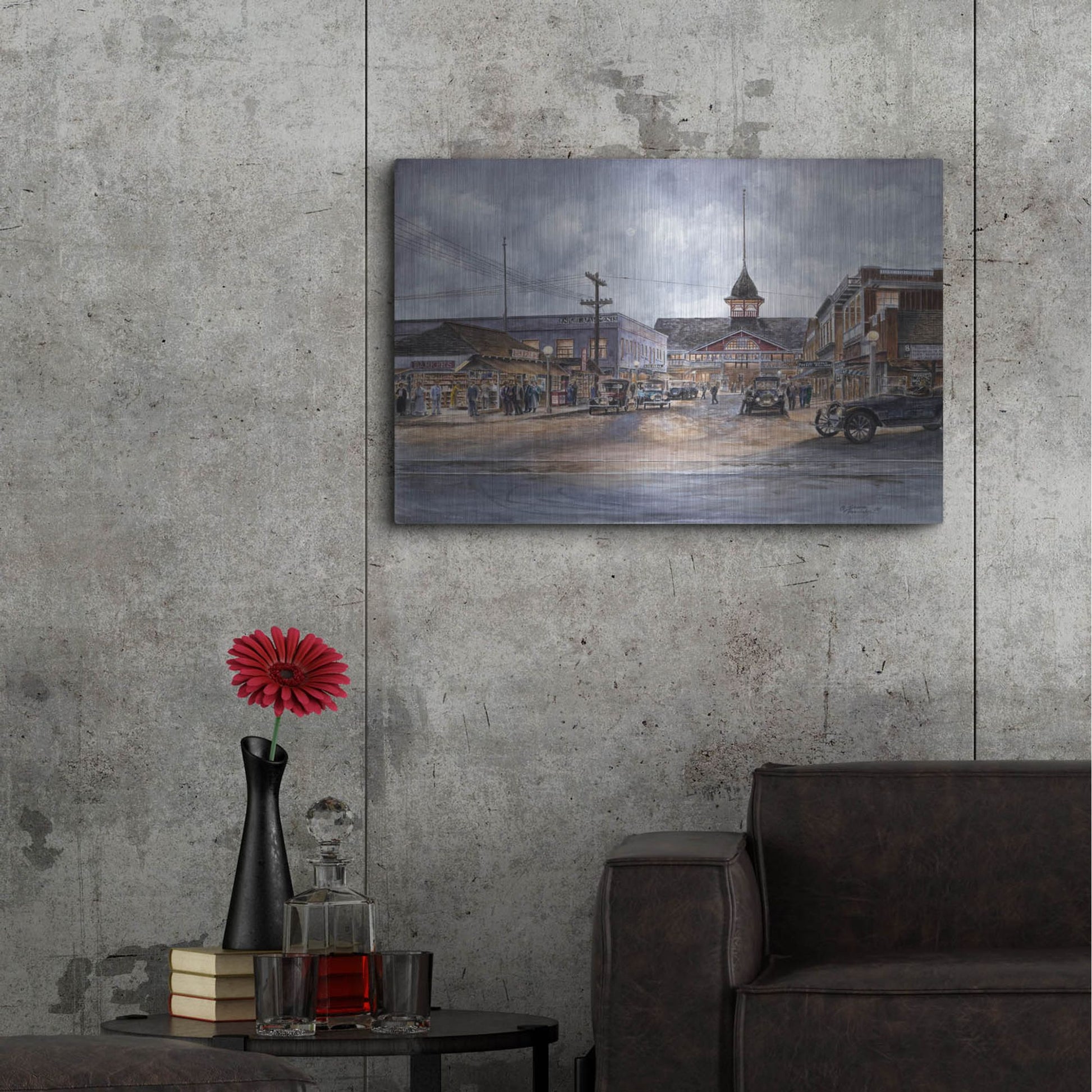 Luxe Metal Art 'Balboa By Moonlight, Ca 1920' by Stanton Manolakas, Metal Wall Art,36x24