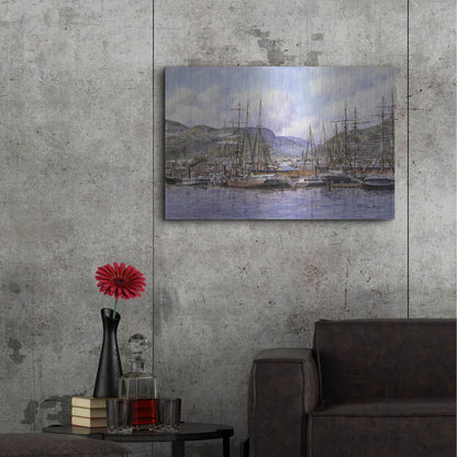 Luxe Metal Art 'Honolulu Harbor, Ca. 1898' by Stanton Manolakas, Metal Wall Art,36x24