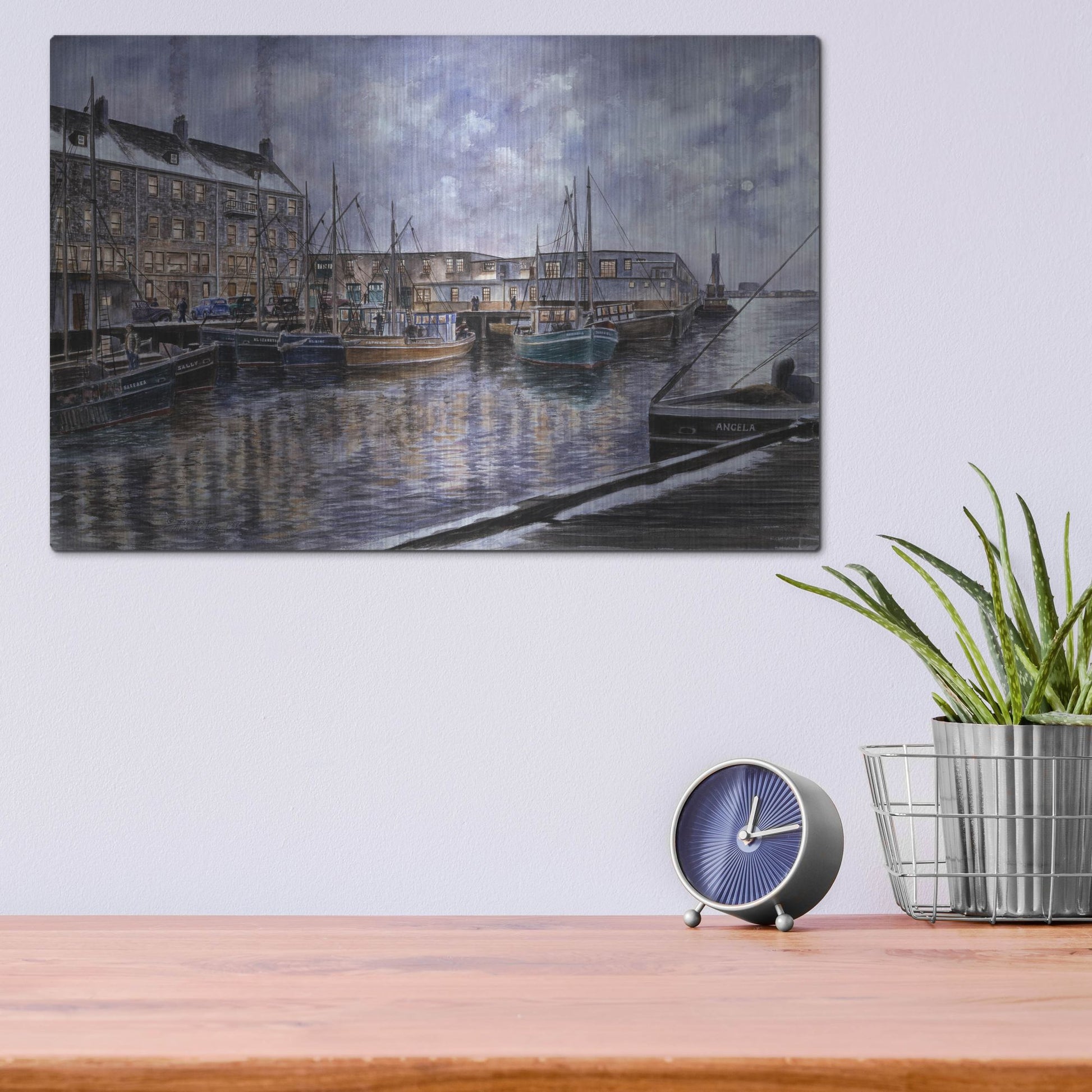 Luxe Metal Art 'Boston The Commercial Wharf' by Stanton Manolakas, Metal Wall Art,16x12