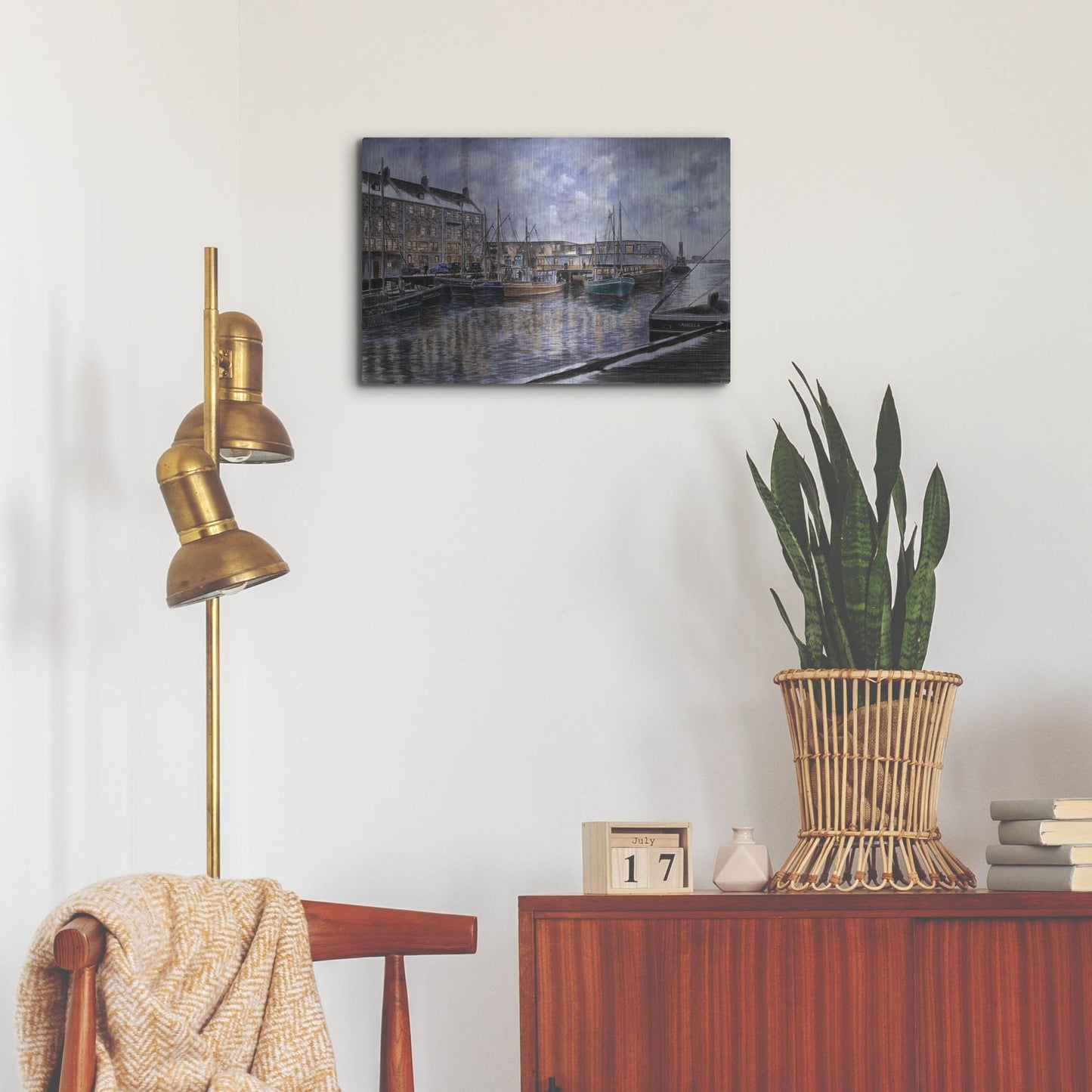 Luxe Metal Art 'Boston The Commercial Wharf' by Stanton Manolakas, Metal Wall Art,24x16