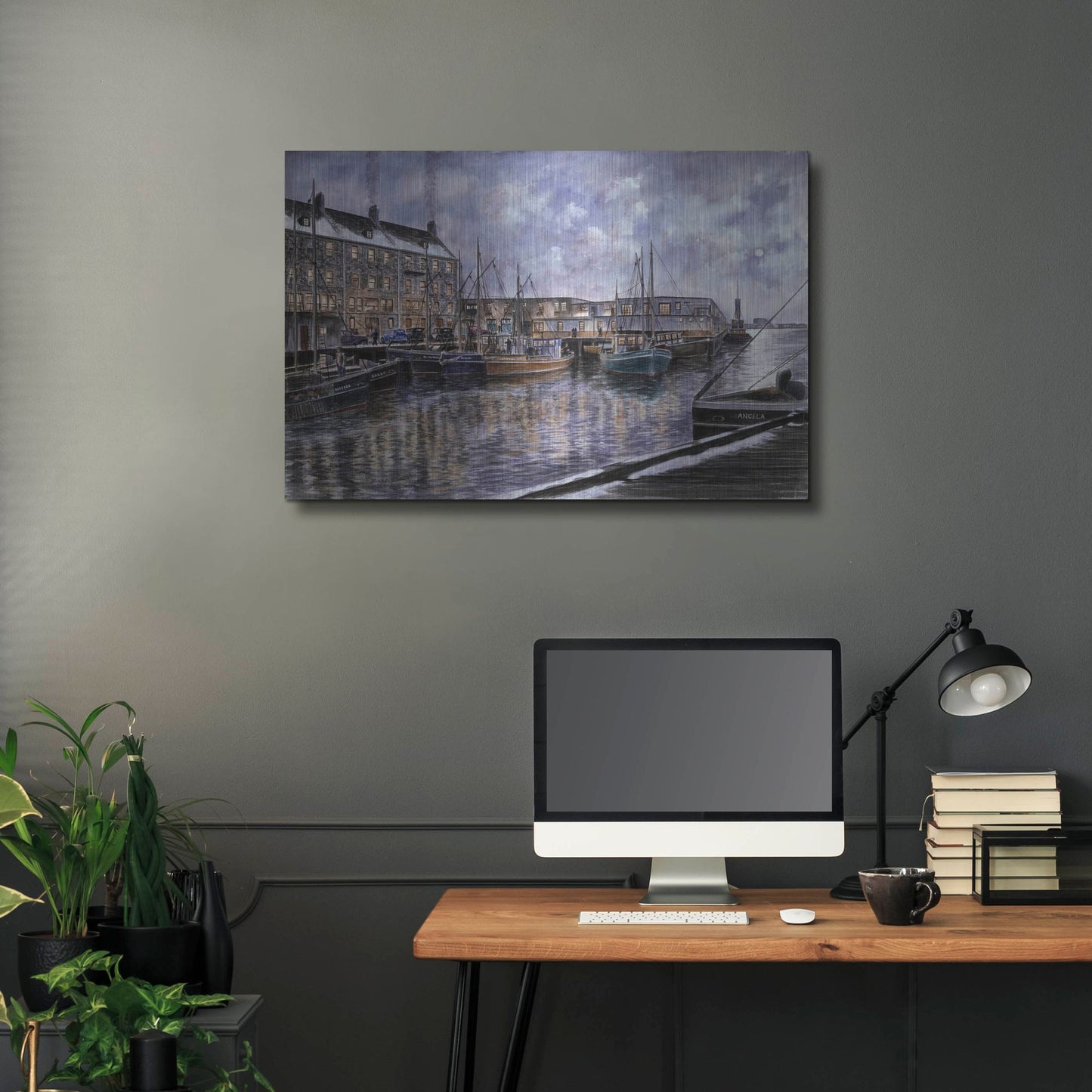 Luxe Metal Art 'Boston The Commercial Wharf' by Stanton Manolakas, Metal Wall Art,36x24