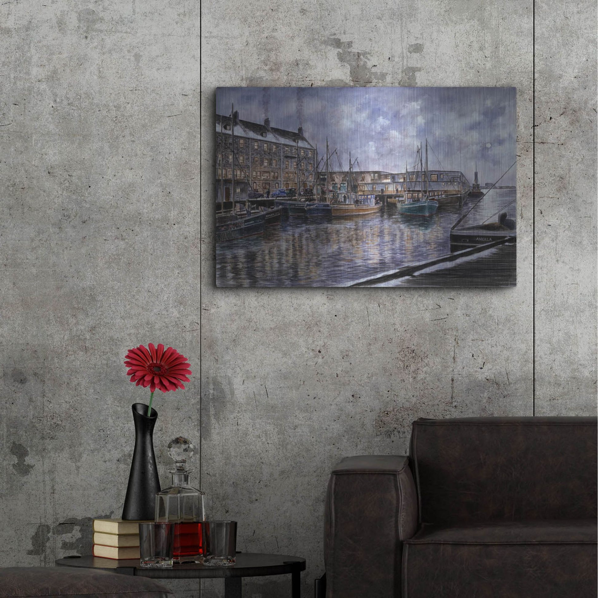 Luxe Metal Art 'Boston The Commercial Wharf' by Stanton Manolakas, Metal Wall Art,36x24