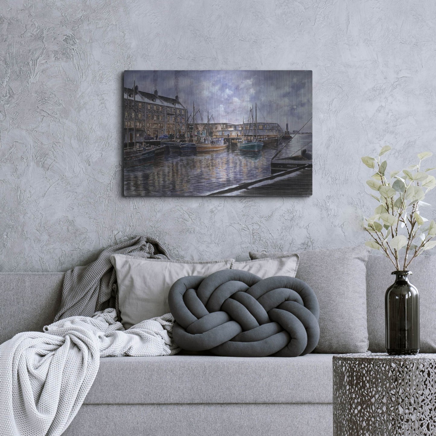 Luxe Metal Art 'Boston The Commercial Wharf' by Stanton Manolakas, Metal Wall Art,36x24