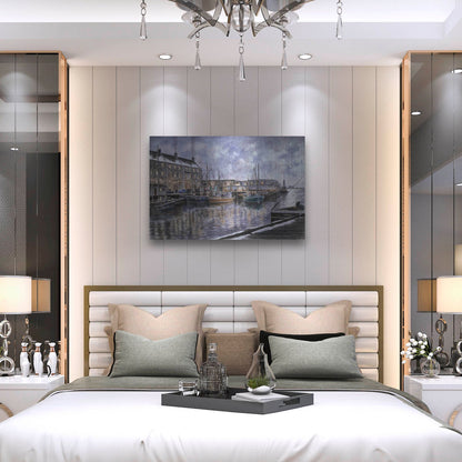 Luxe Metal Art 'Boston The Commercial Wharf' by Stanton Manolakas, Metal Wall Art,36x24