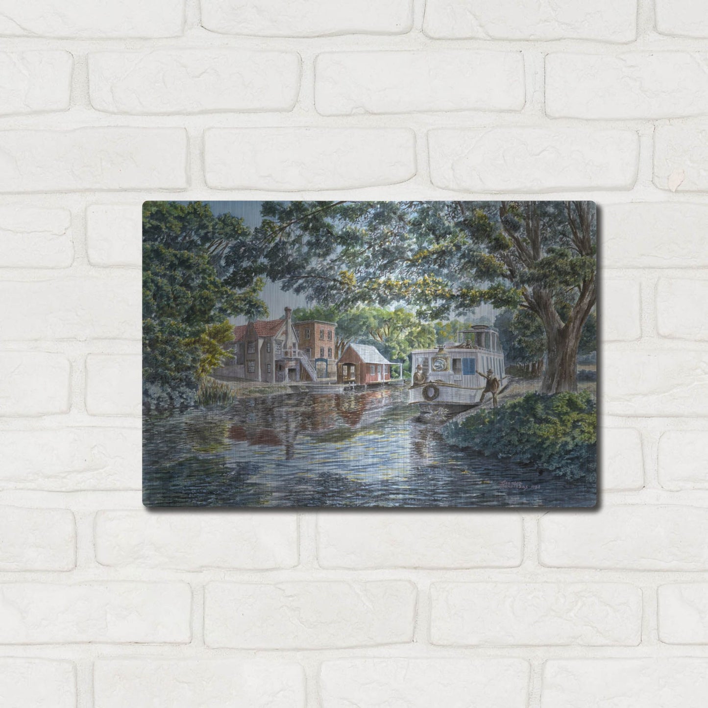 Luxe Metal Art 'The Excursion Boat' by Stanton Manolakas, Metal Wall Art,16x12